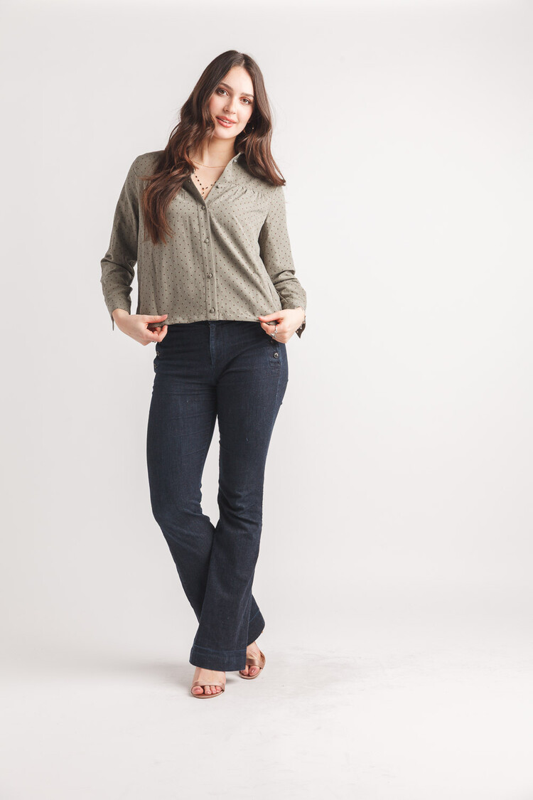 Papillon Papillon - Polka Dot Faux Suede Blouse