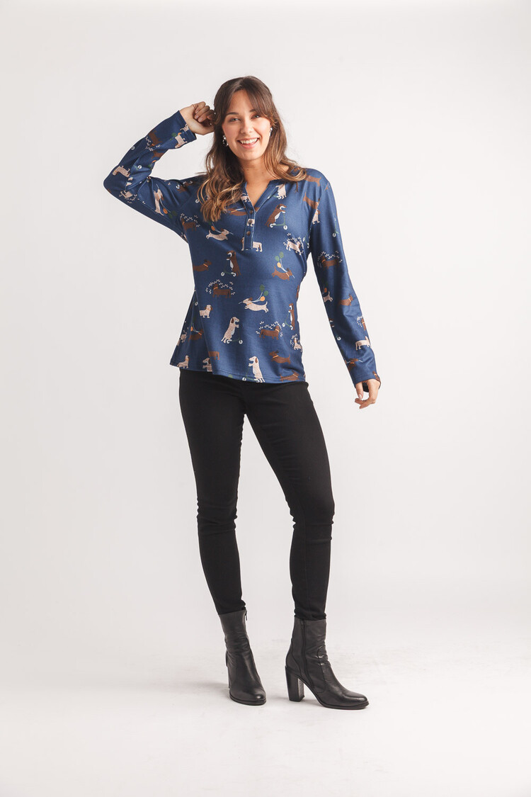 Papillon Papillon - Dog Print Henley