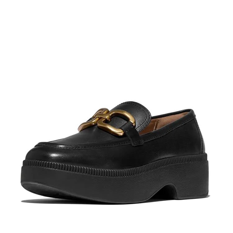 Fit Flop FitFlop - F-Luma Square-Chain Leather Demi-Wedge Loafers