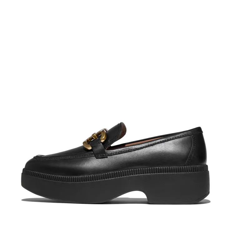 Fit Flop FitFlop - F-Luma Square-Chain Leather Demi-Wedge Loafers