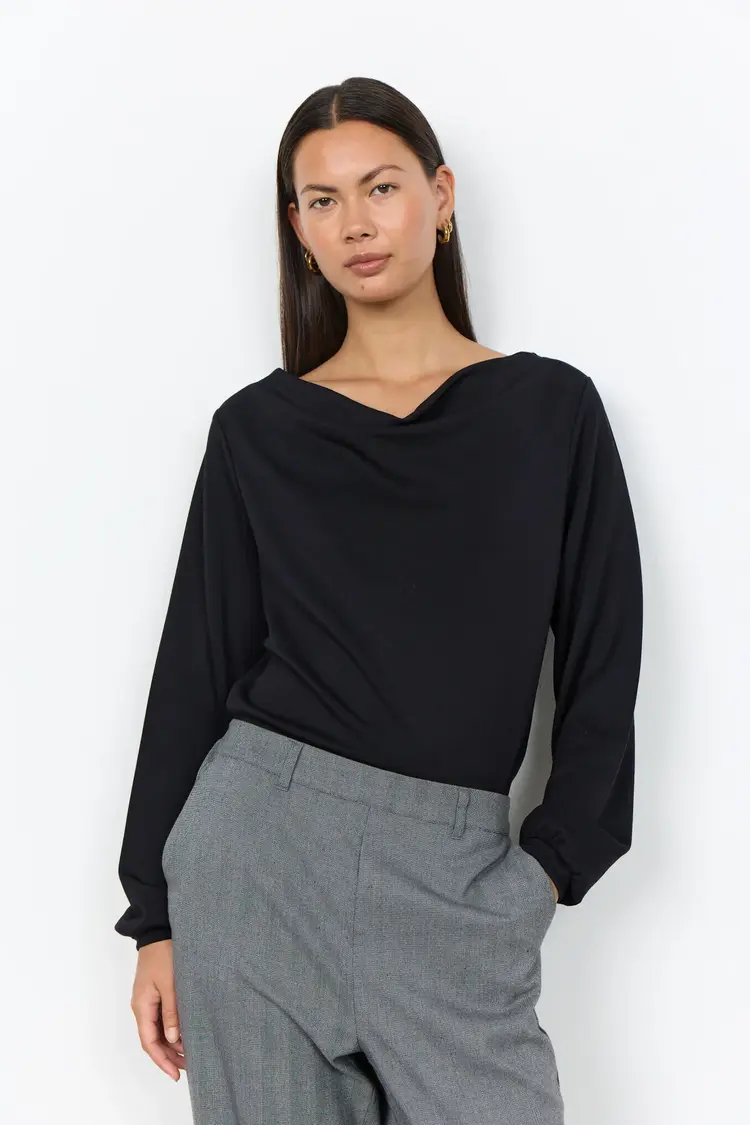 Soya Concept Soya Concept - BANU 333 Soft Draped Neckline LS Top