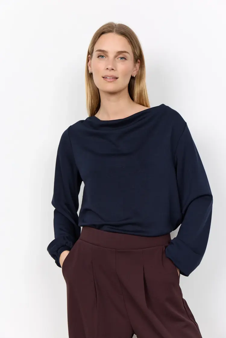 Soya Concept Soya Concept - BANU 333 Soft Draped Neckline LS Top