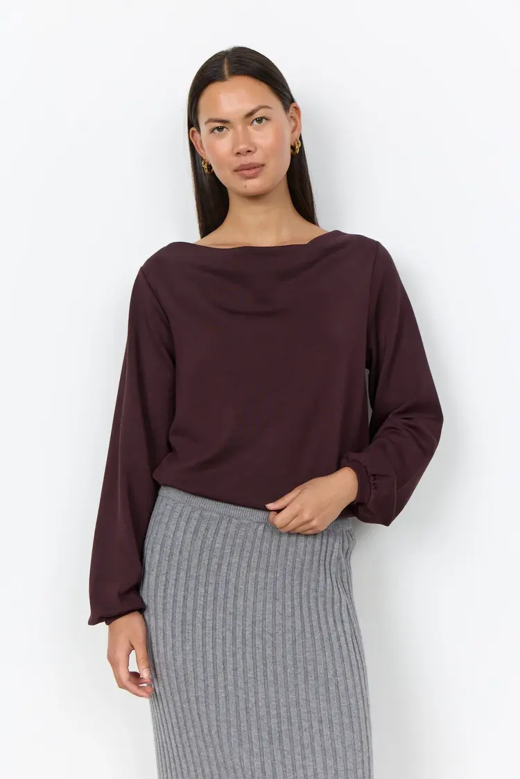 Soya Concept Soya Concept - BANU 333 Soft Draped Neckline LS Top