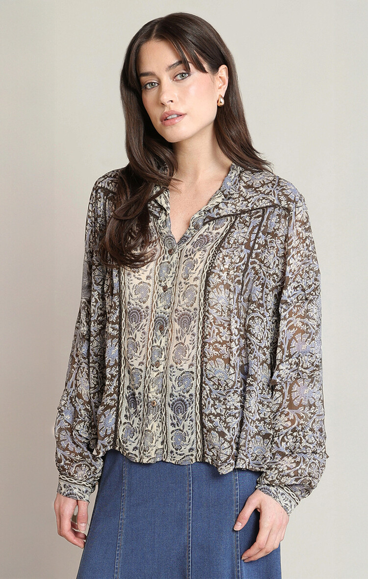 Black Tape Black Tape - Orchid Print Blouse
