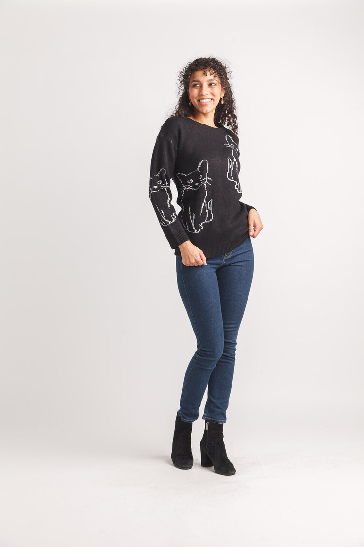 Papillon Papillion - Cat Intarsia Sweater