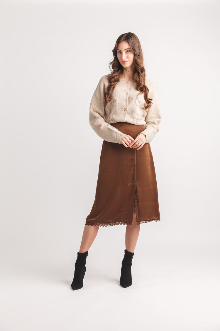 Papillon Papillon - Satin Skirt With Lace Trim