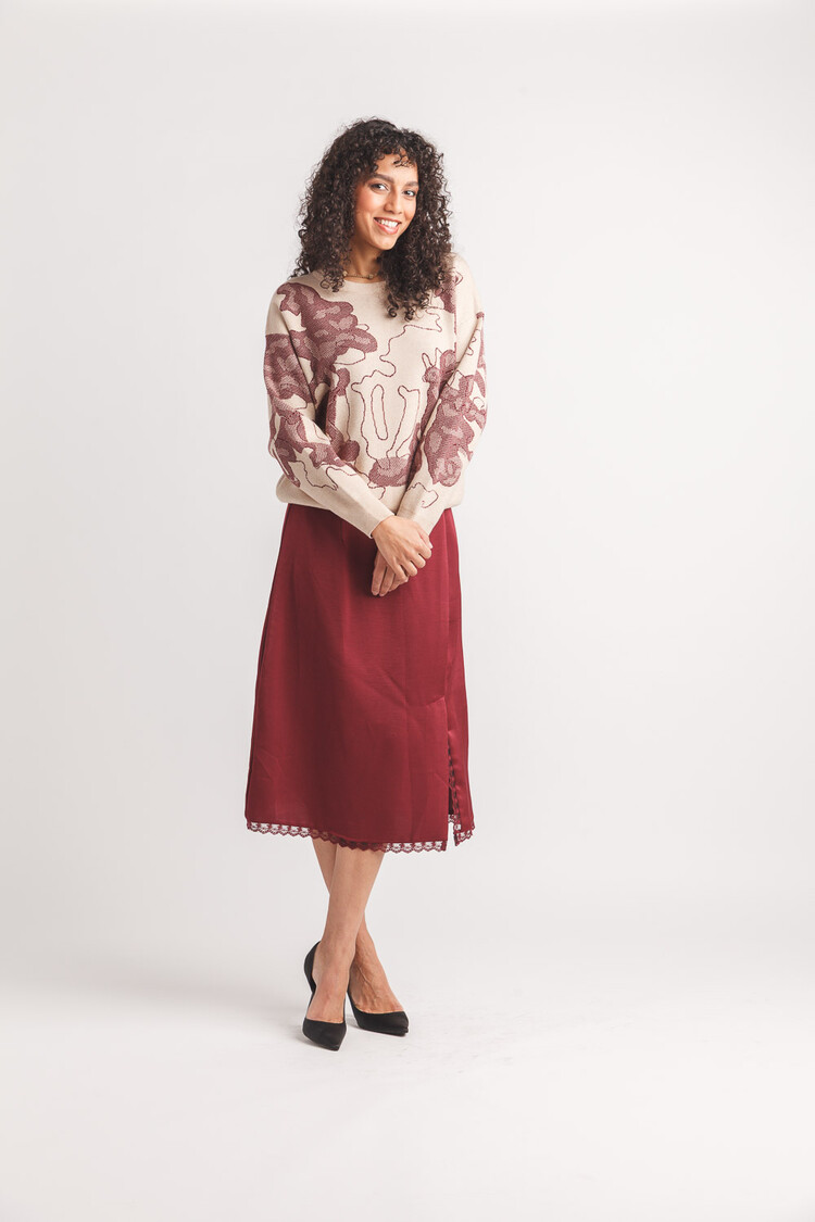 Papillon Papillon - Satin Skirt With Lace Trim