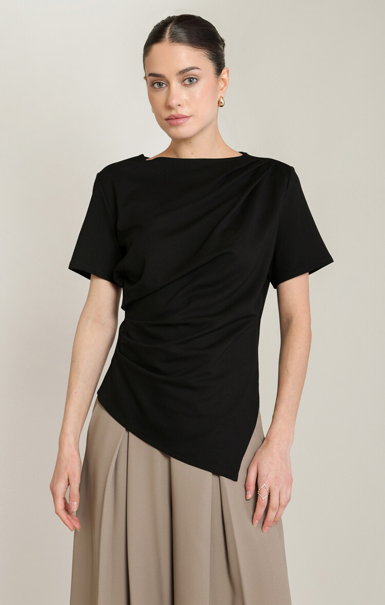 Black Tape Black Tape - Draped Asymmetric T-Shirt