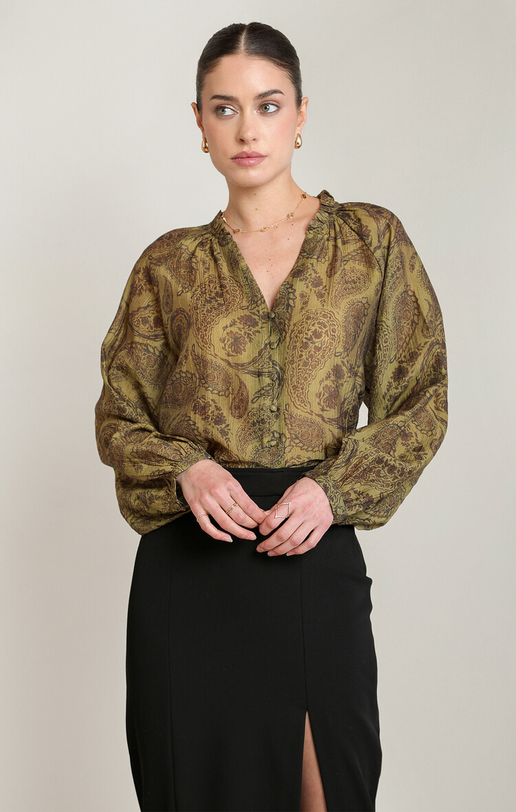Black Tape Black Tape - Paisley Button Front Blouse