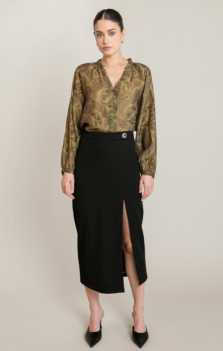 Black Tape Black Tape - Paisley Button Front Blouse