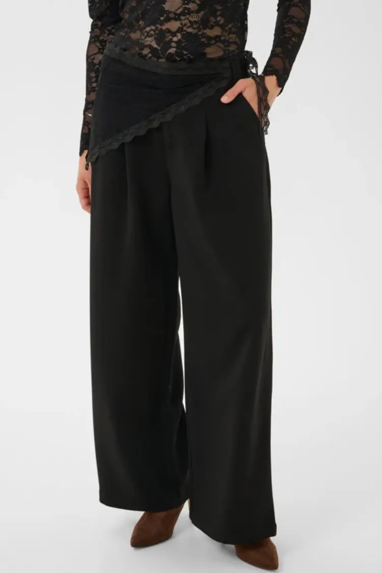 Cream Cream - BINE Lace Belt Wide Leg Pant