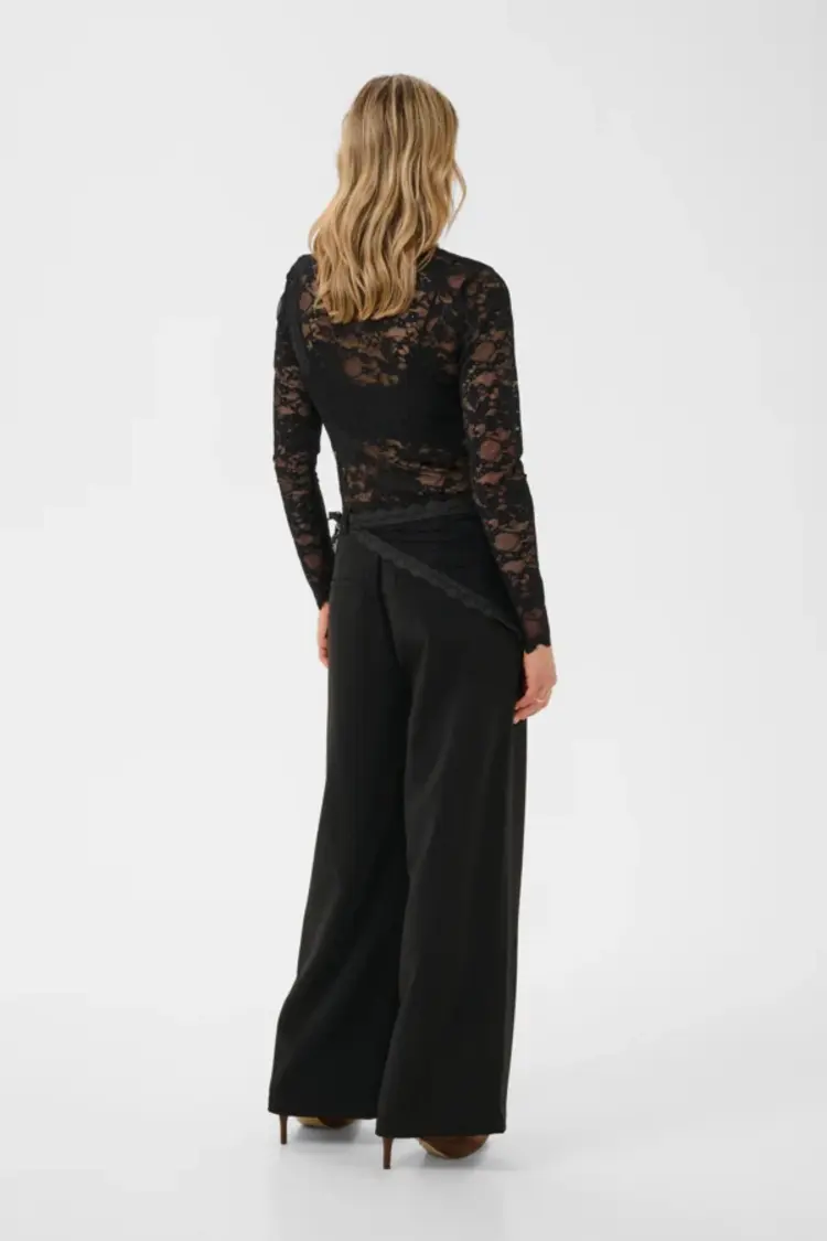 Cream Cream - BINE Lace Belt Wide Leg Pant