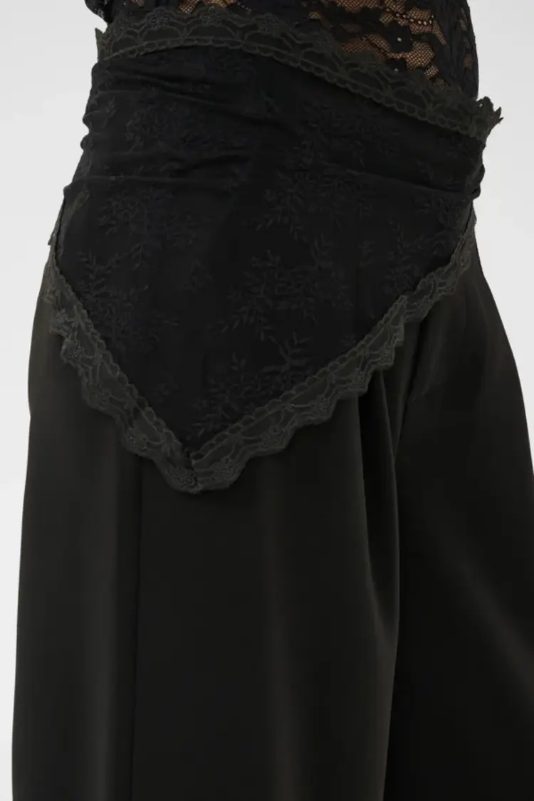 Cream Cream - BINE Lace Belt Wide Leg Pant