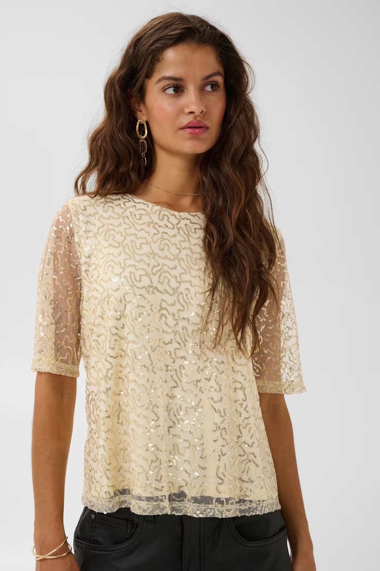 Cream Cream - SHIMA SS w/Sequin Detail Top