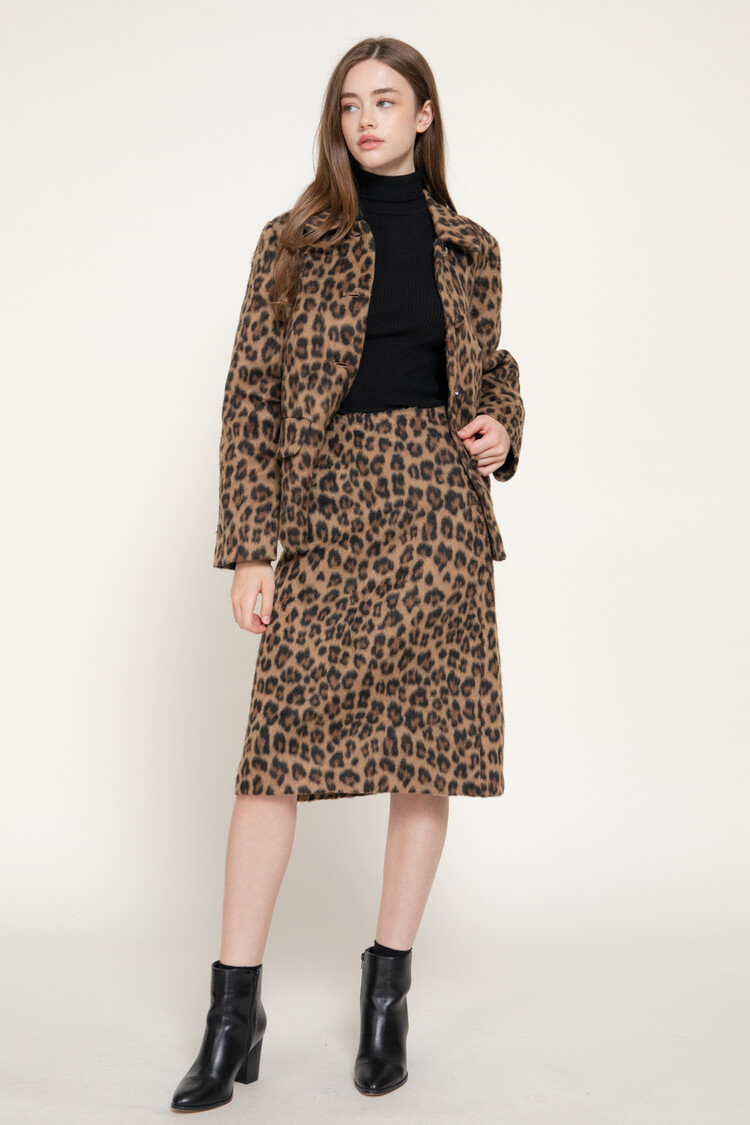 Active USA Active Basic - Leopard Midi Skirt