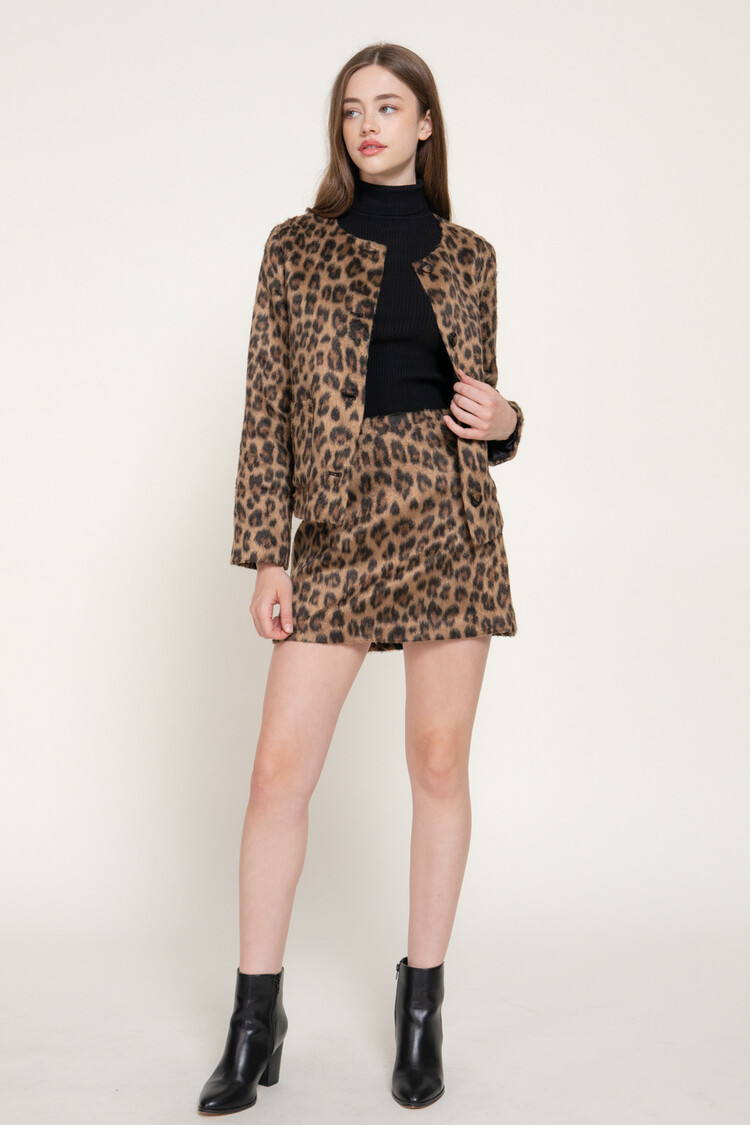 Active USA Active Basic - Leopard Print Skirt Mini