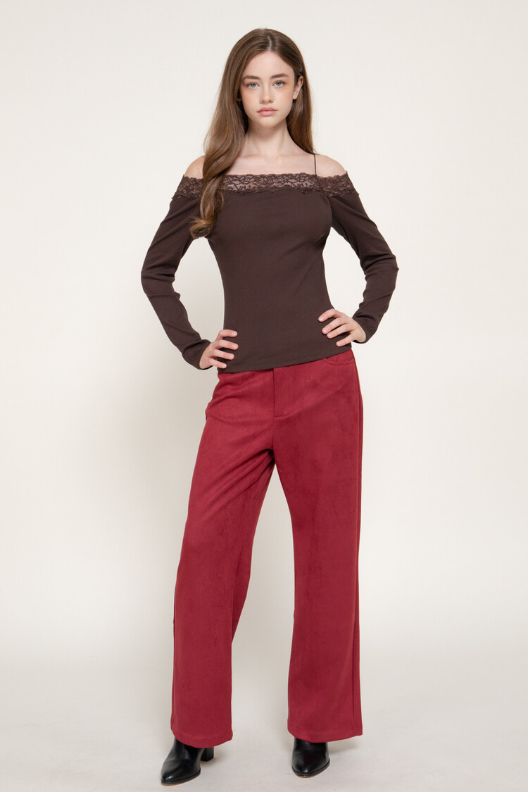 Active USA Active Basic - Off Shoulder Lace trim Knit