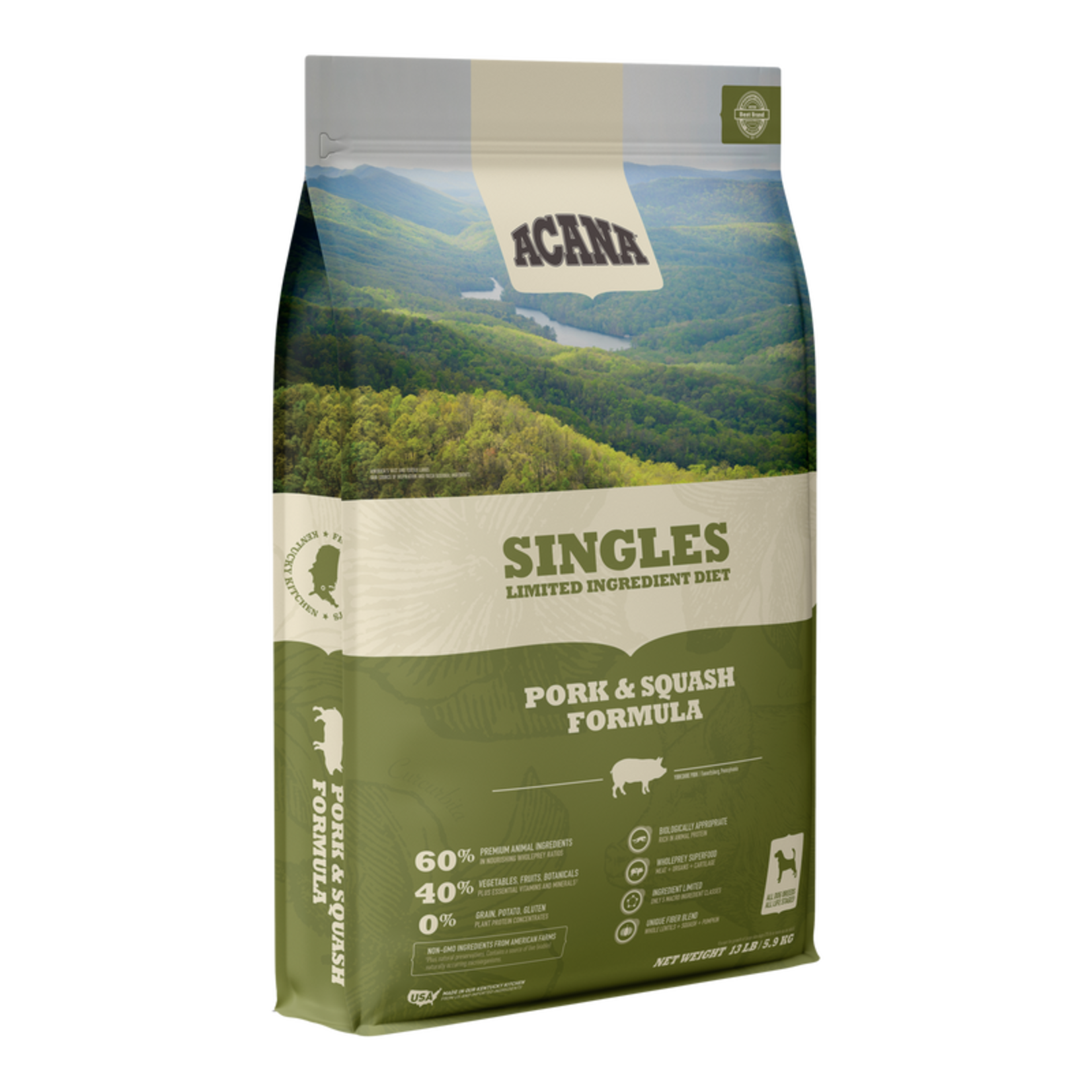 Acana Acana Dry Dog Food Singles Pork & Squash Formula Limited Ingredient Diet Grain Free