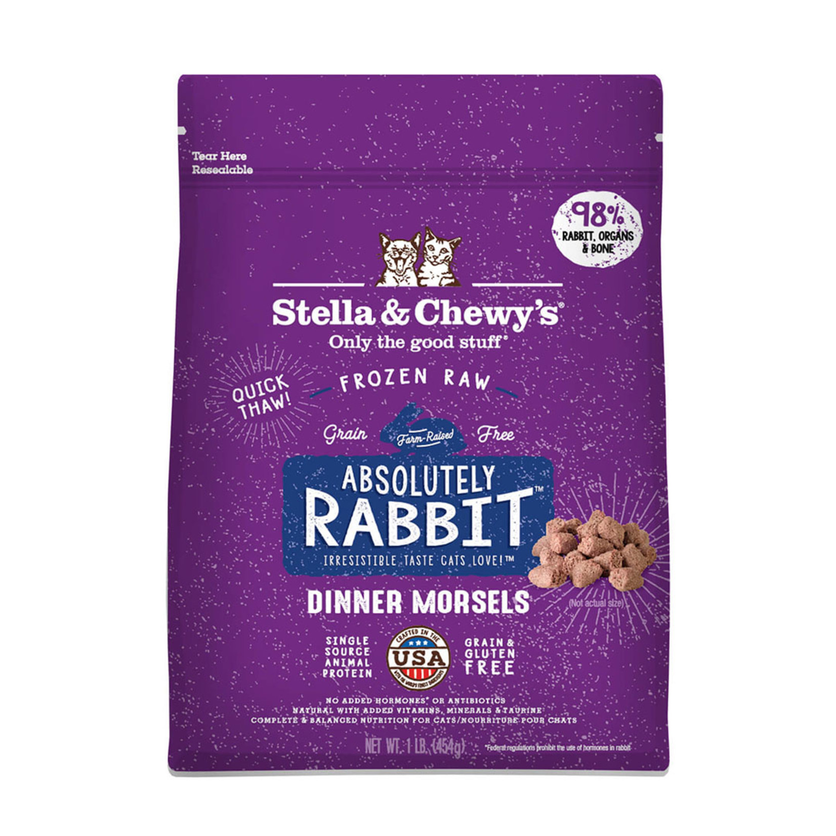 Stella and Chewys Stella & Chewy's  Frozen Raw Cat Food Absolutely Rabbit Dinner Morsels 1lb Grain Free