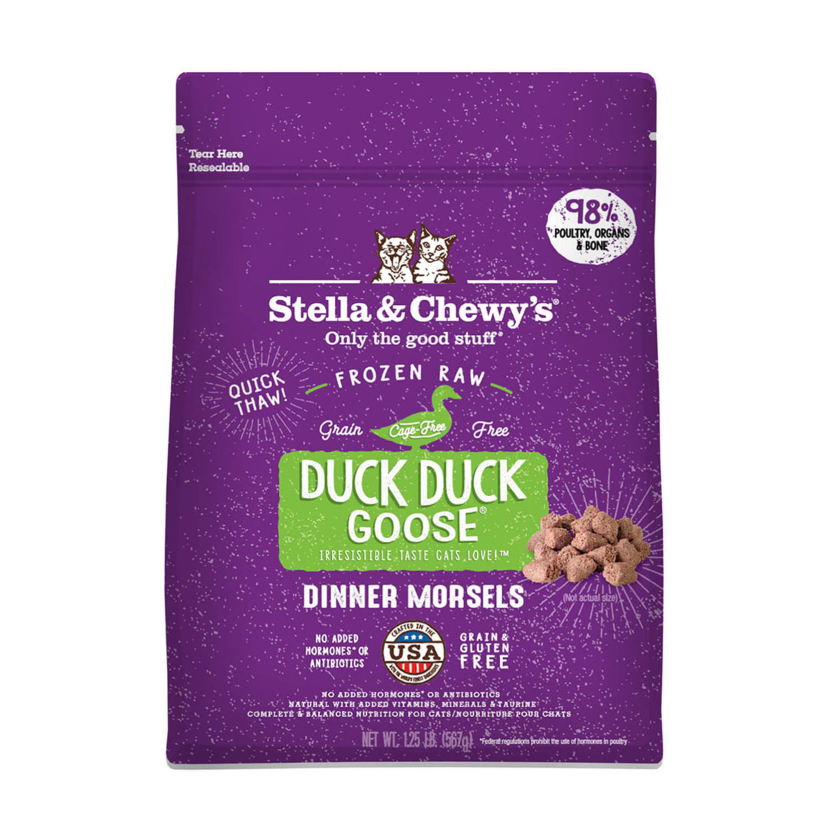 Stella and Chewys Stella & Chewy's Frozen Raw Cat Food Duck Duck Goose Dinner Morsels 1.25lb Grain Free