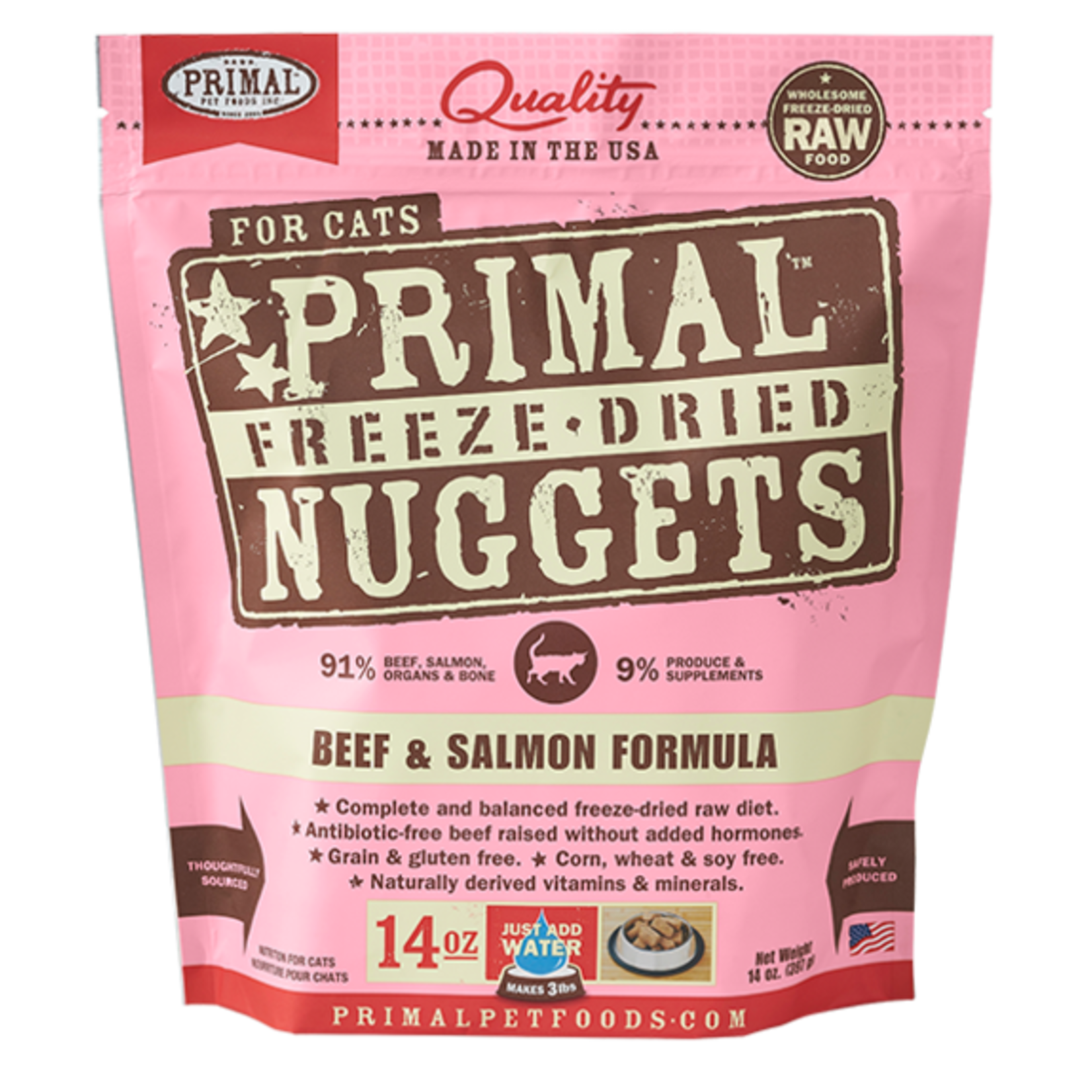 Primal Primal Freeze Dried Raw Cat Food Beef & Salmon Formula Nuggets 14oz