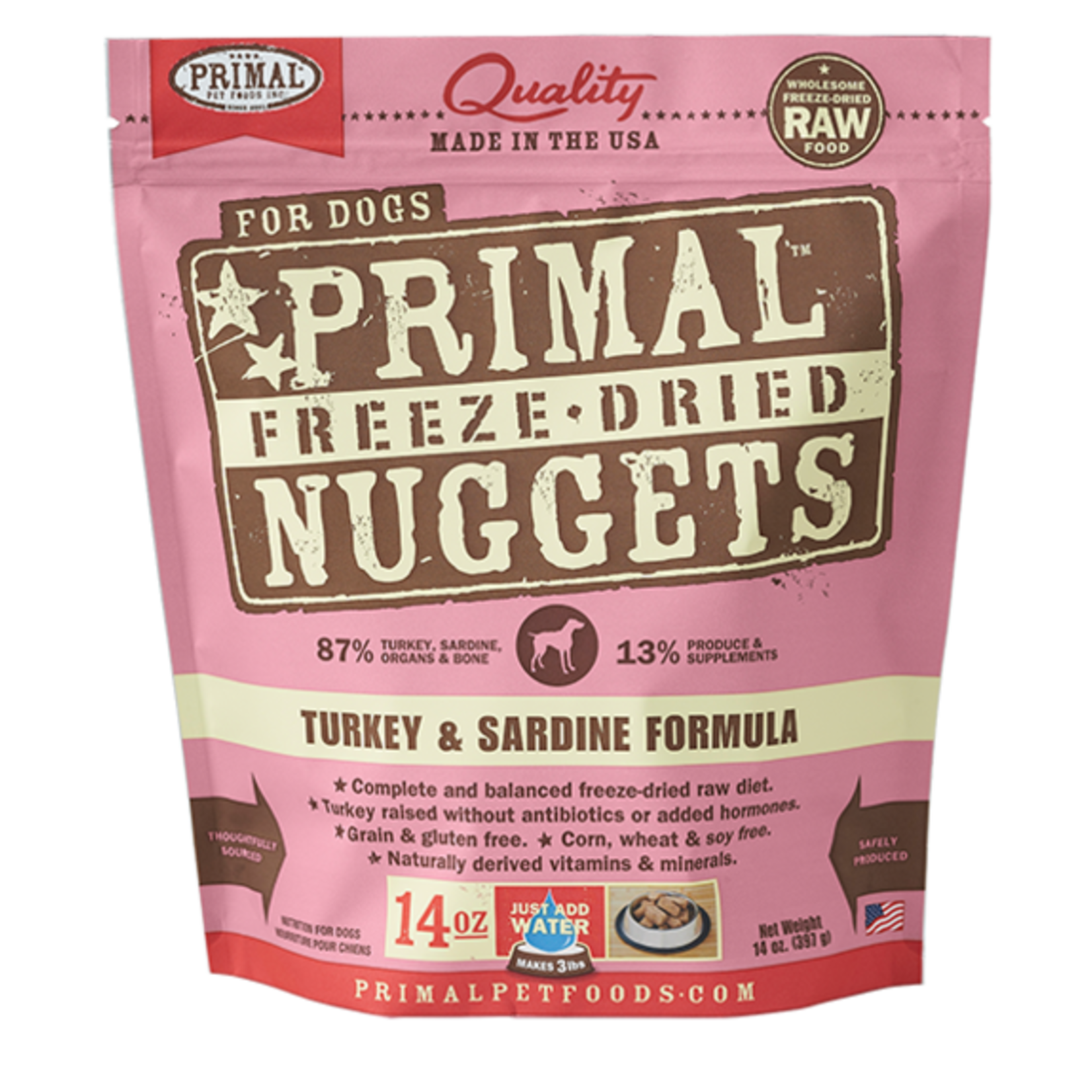 Primal Primal Freeze Dried Raw Dog Food Turkey & Sardine Formula Nuggets 14oz