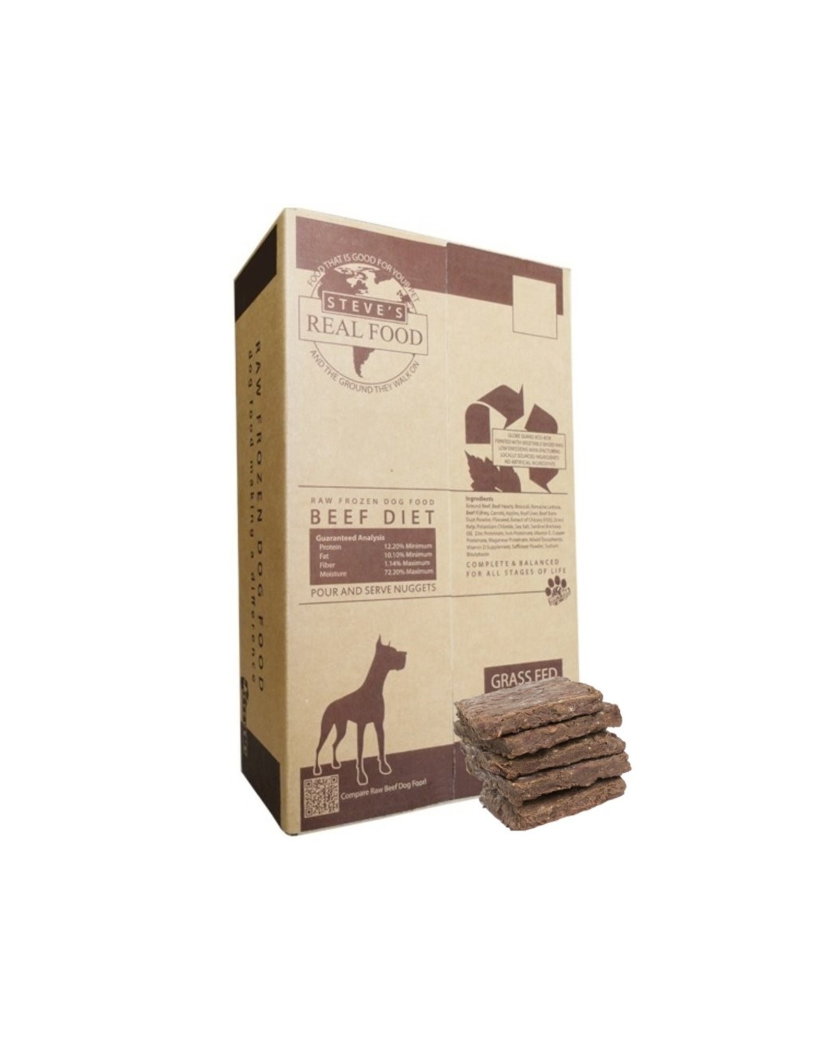 Steve's Frozen Raw Dog & Cat Food Beef Patties 13.5lb box Howl