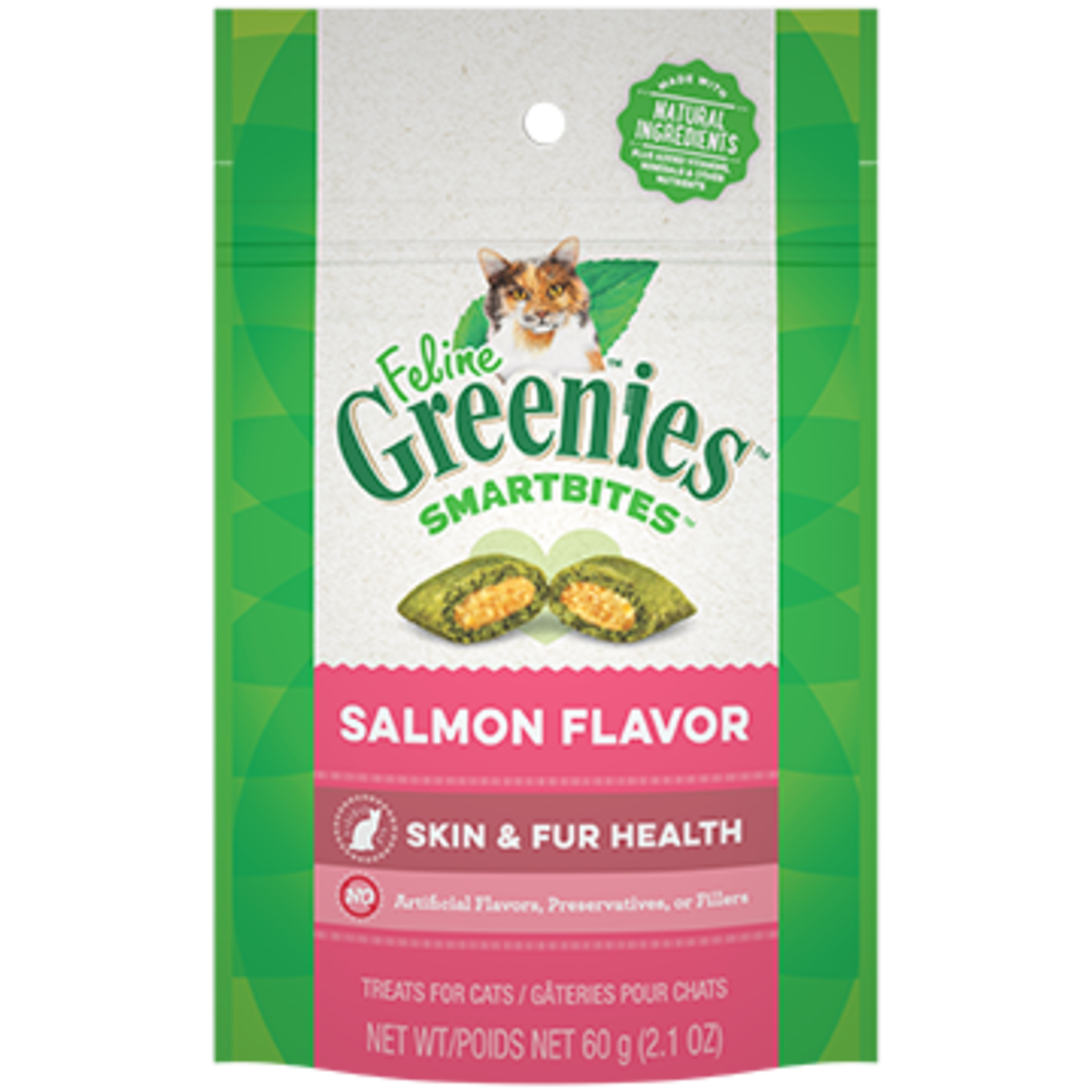 Greenies Feline Greenies Smartbites Cat Treats Skin & Fur Health Salmon Flavor 2.1oz