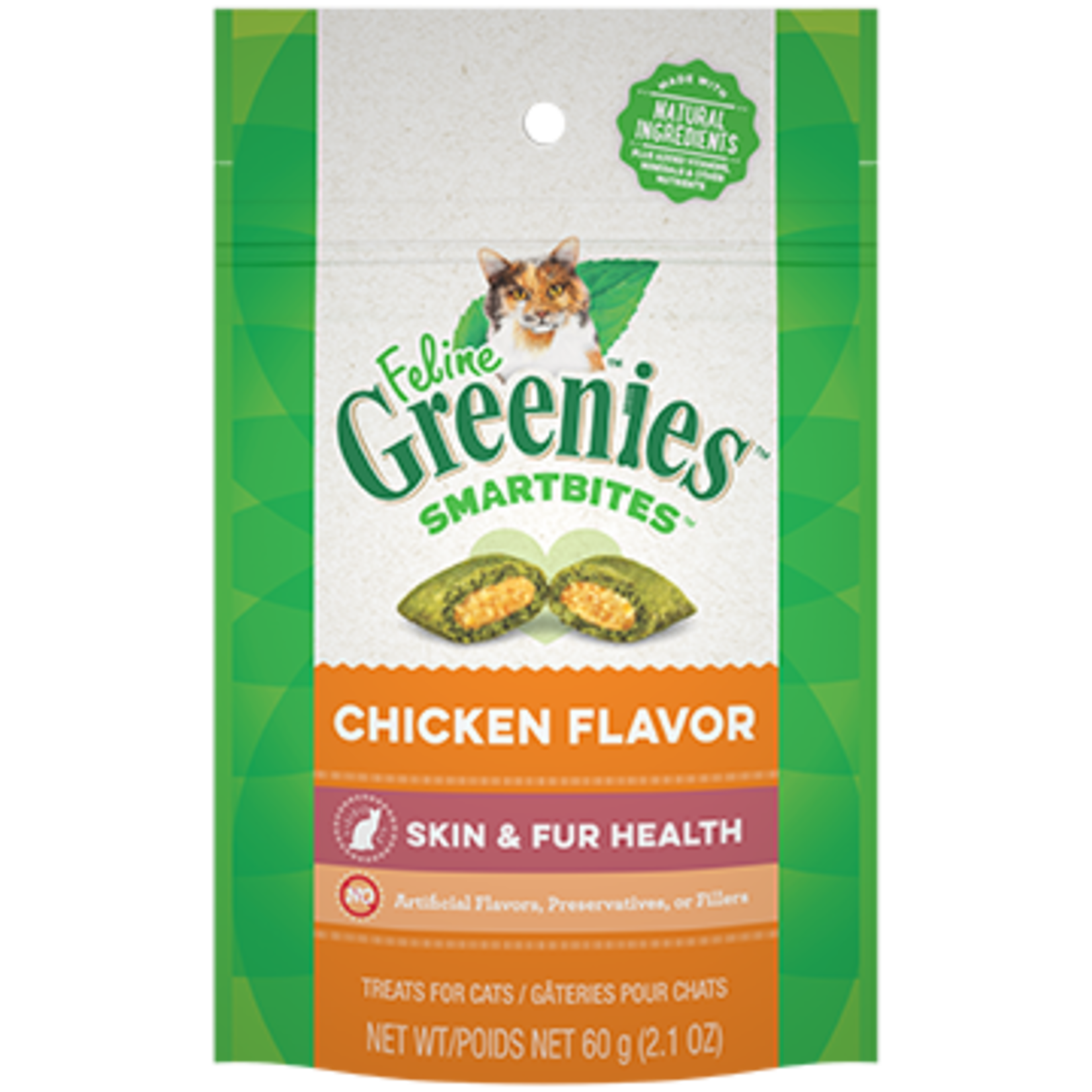 Greenies Feline Greenies Smartbites Cat Treats Skin & Fur Health Chicken Flavor 2.1oz