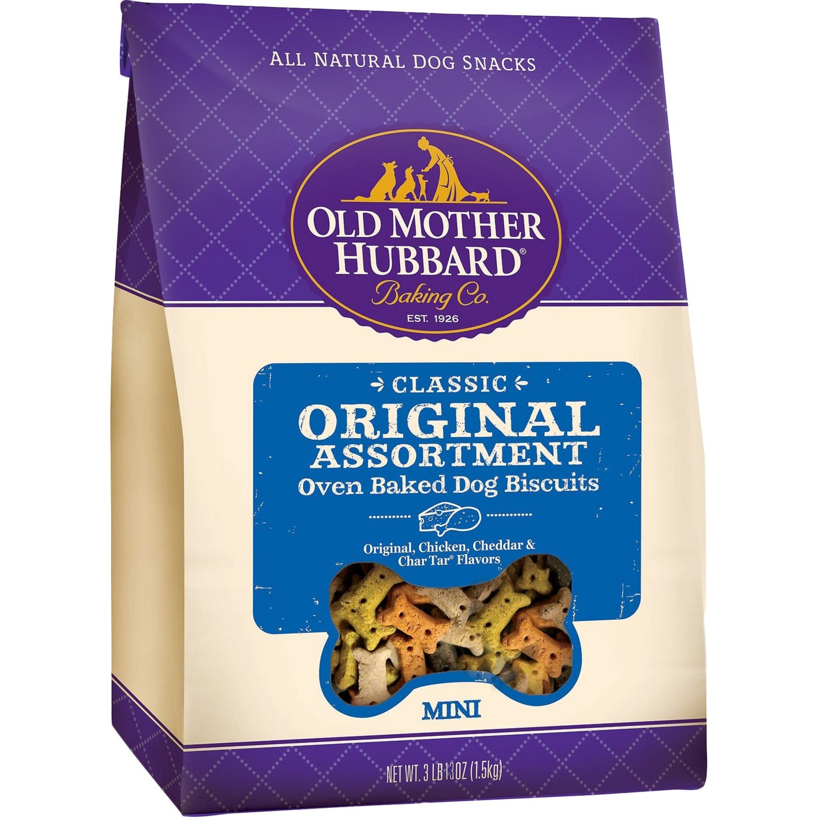 Old Mother Hubbard Old Mother Hubbard Classic Original Assortment Oven Baked Dog Biscuits Mini 3lbs - Original, Chicken, Cheddar, Char-Tar