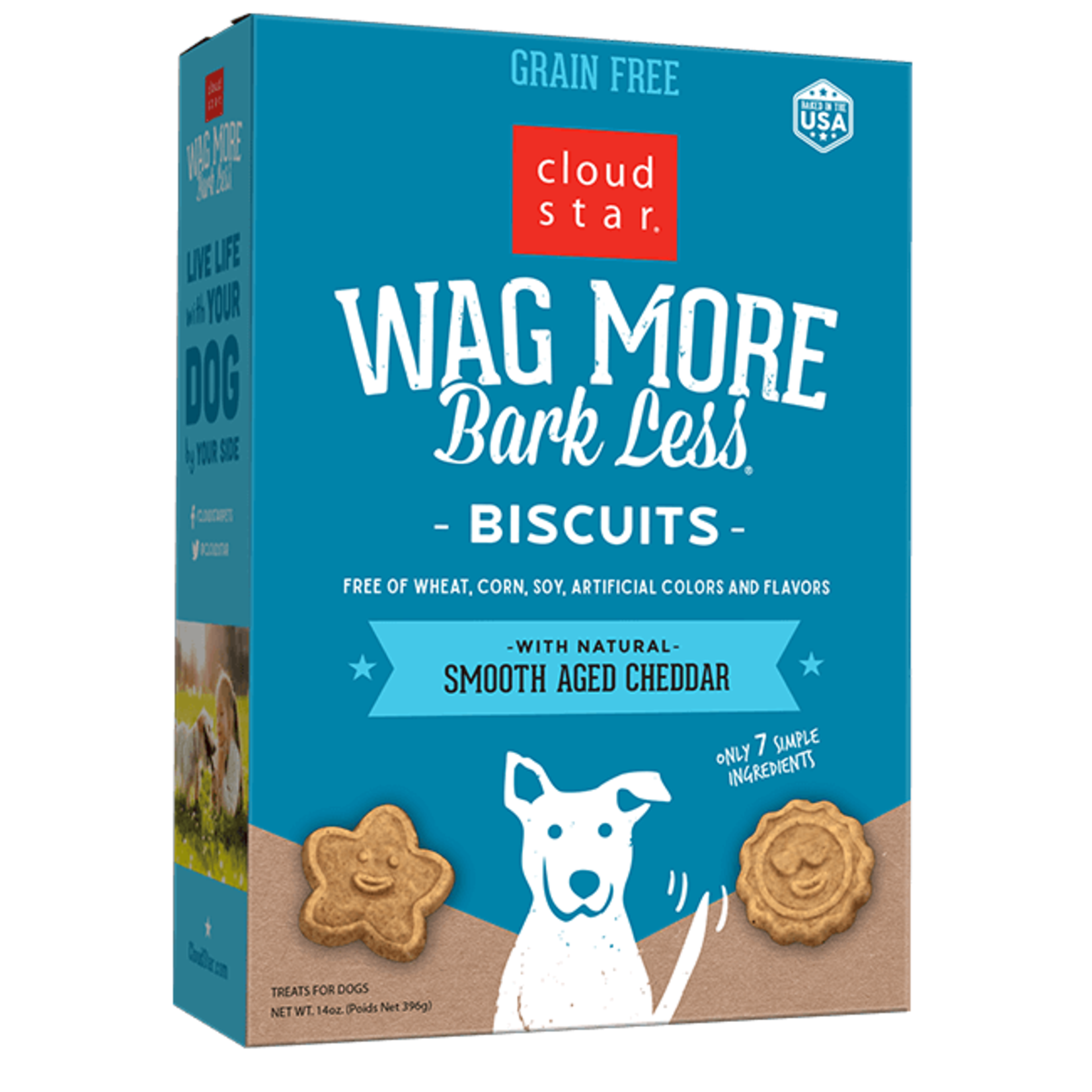 Cloud Star Wag More Bark Less Grain Free Oven Baked Dog Biscuits with Smooth Aged Cheddar 14oz