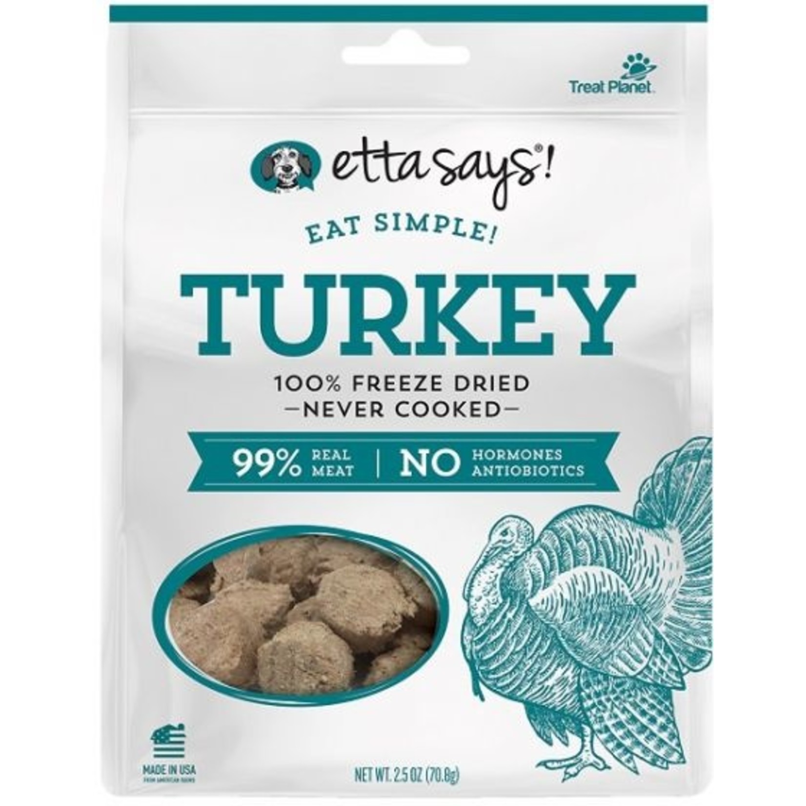 Treat Planet Etta Says Eat Simple Freeze Dried Turkey Dog Treats 2.5oz