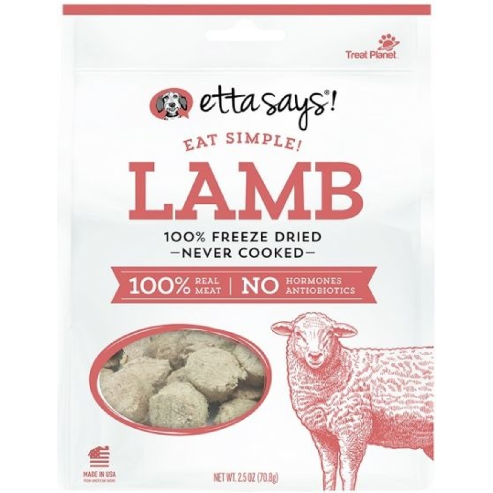Treat Planet Etta Says Eat Simple Freeze Dried Lamb Dog Treats 2.5oz