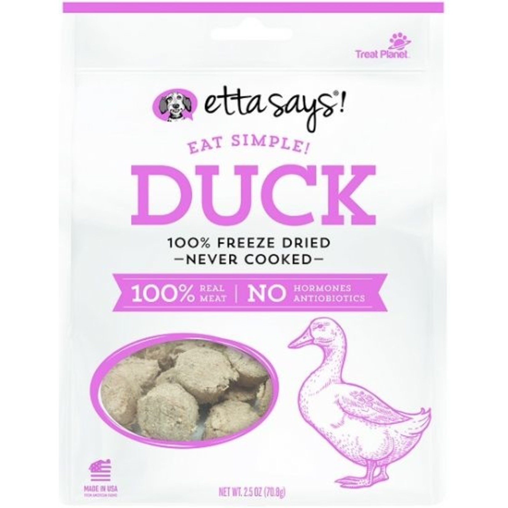 Treat Planet Etta Says Eat Simple Freeze Dried Duck Dog Treats 2.5oz