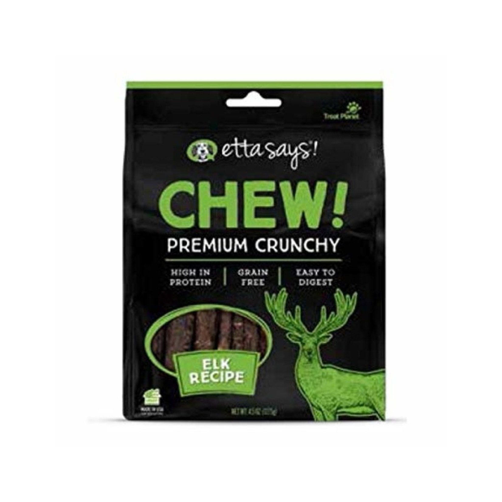 Treat Planet Etta Says Chew Crunchy Elk Recipe Dog Chews 4.5oz