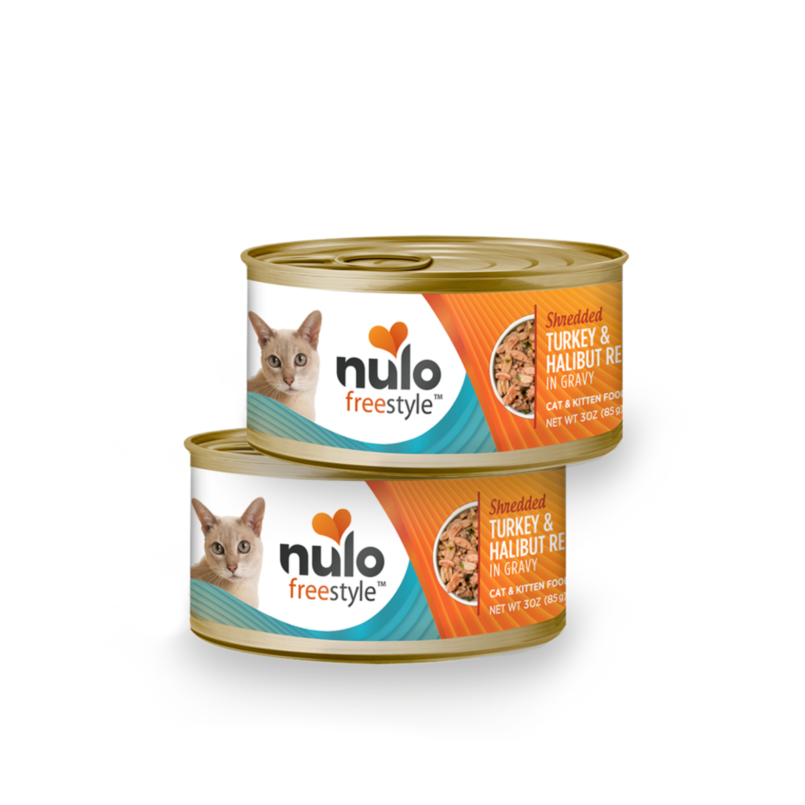 Nulo Nulo Freestyle Wet Cat Food Shredded Turkey & Halibut Recipe in Gravy 3oz Can Grain Free