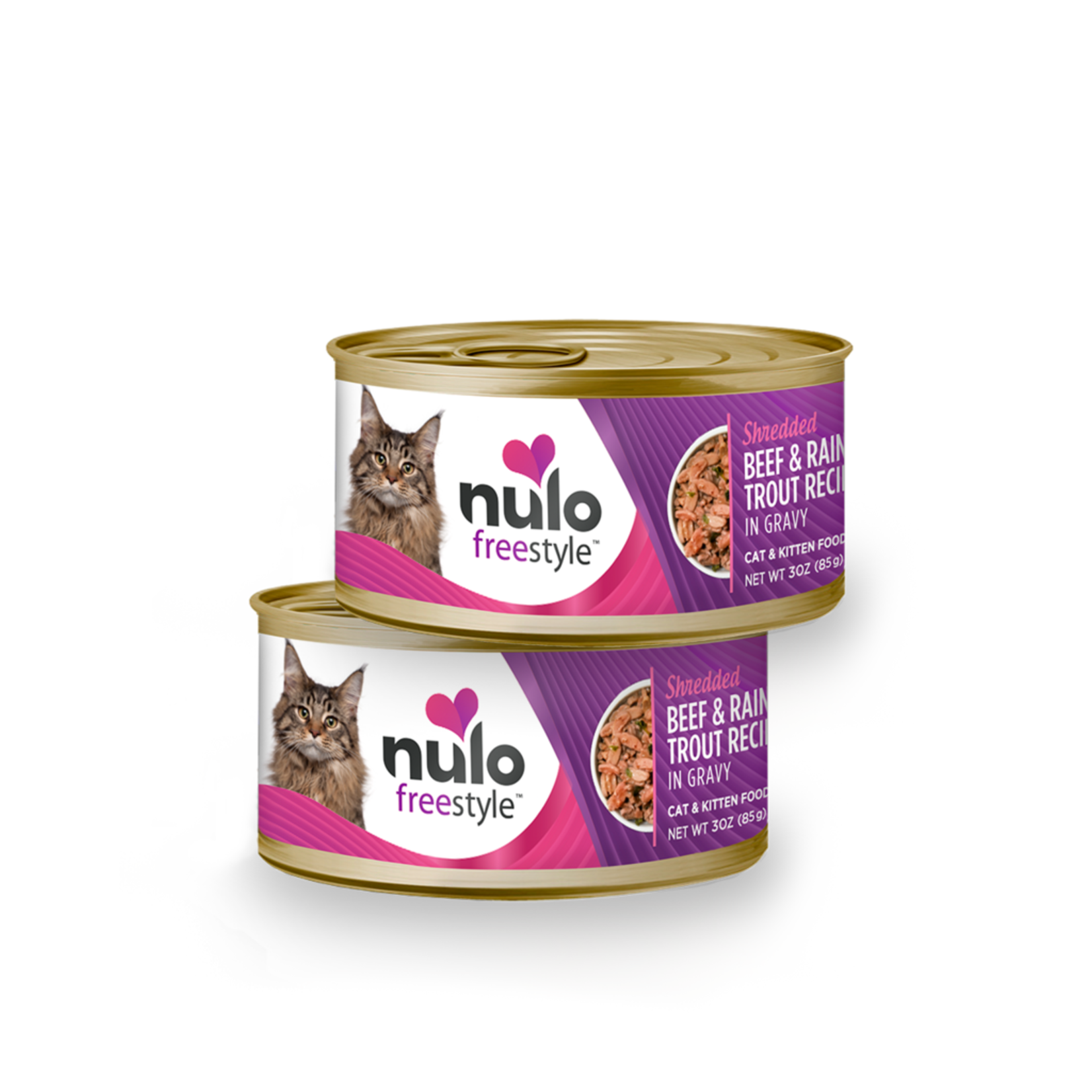 Nulo Nulo Freestyle Wet Cat Food Shredded Beef & Rainbow Trout Recipe in Gravy 3oz Can Grain Free