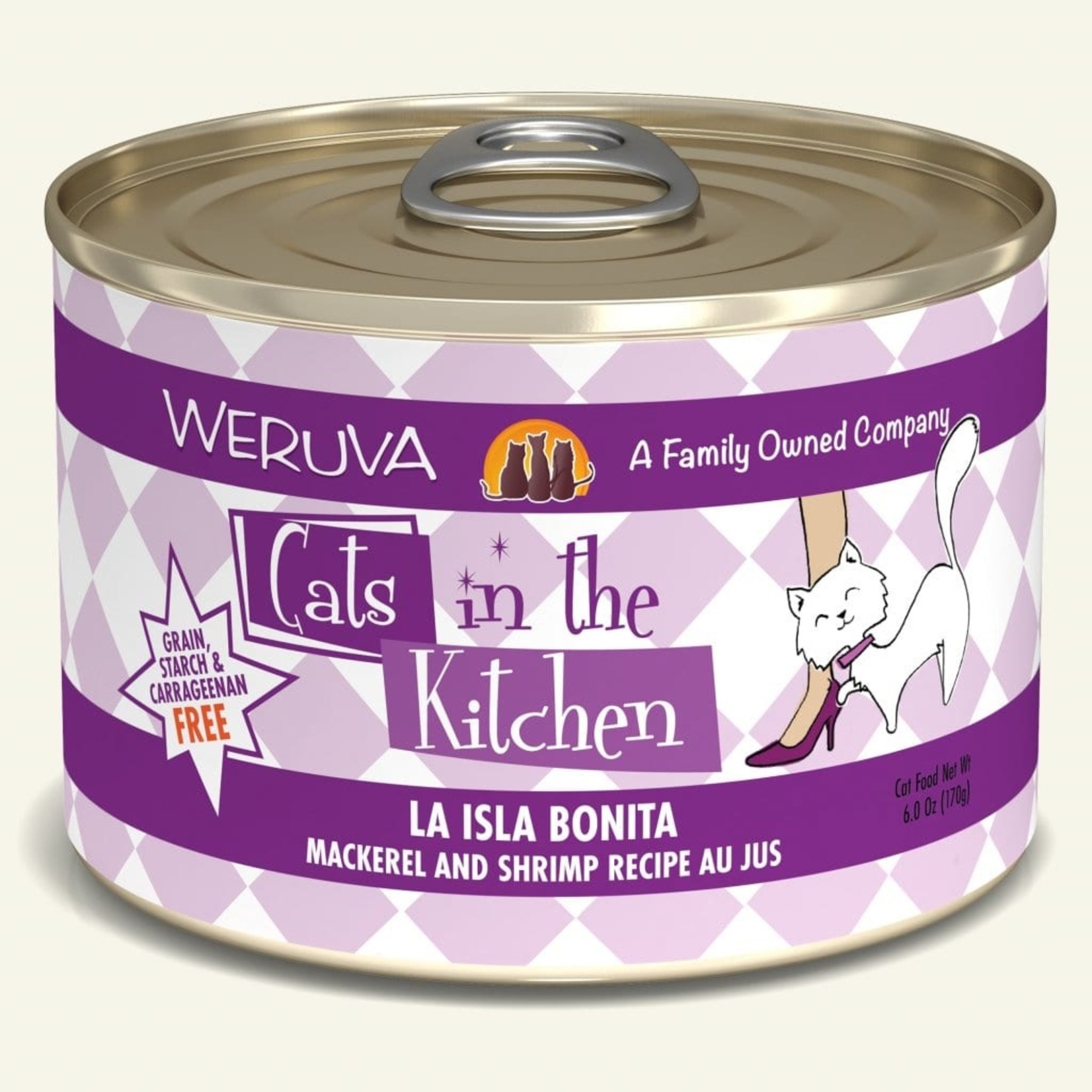 Weruva Weruva Cats in the Kitchen Wet Cat Food La Isla Bonita Mackerel and Shrimp Recipe Au Jus 6oz Can