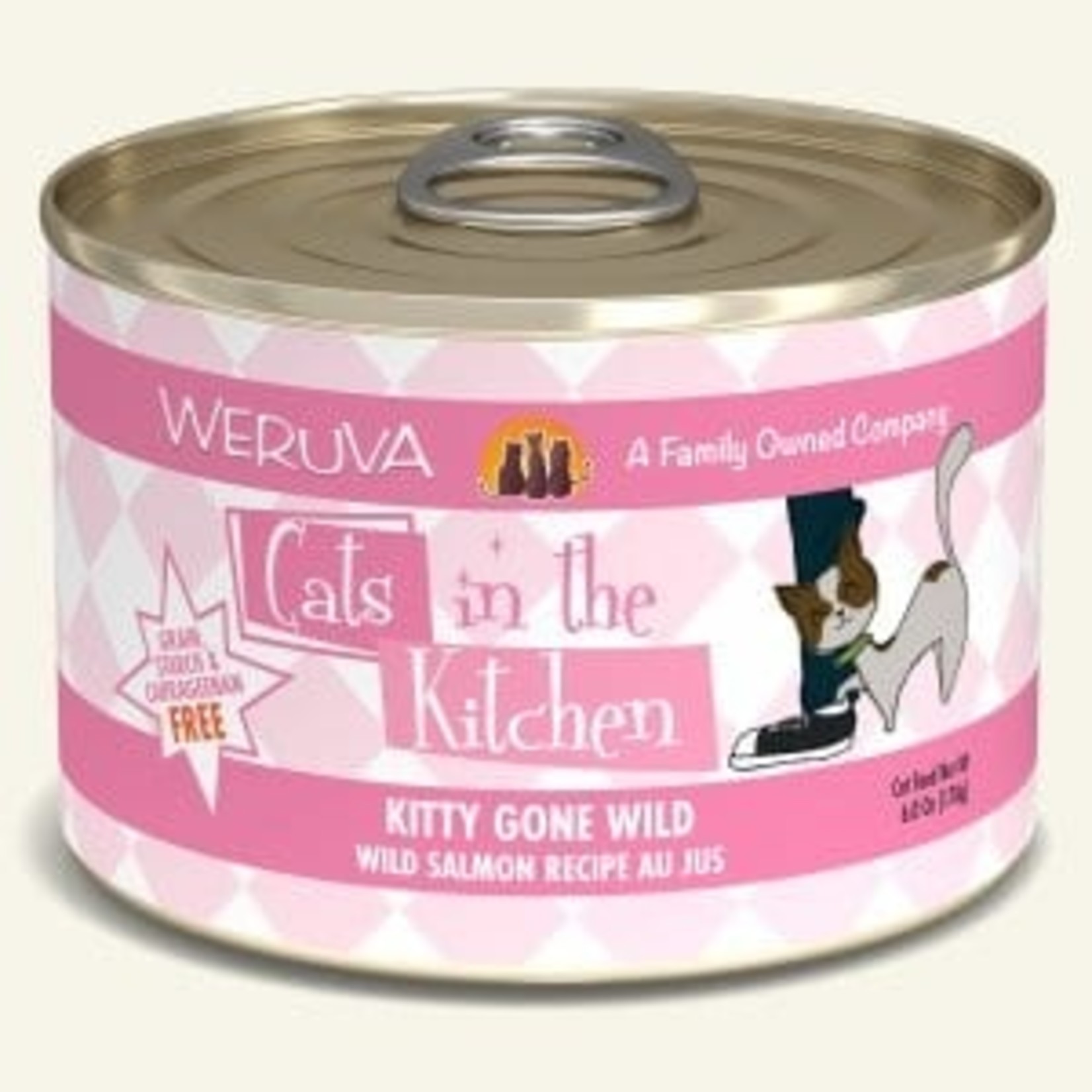Weruva Weruva Cats in the Kitchen  Wet Cat Food Kitty Gone Wild Wild Salmon Recipe Au Jus 6oz Can