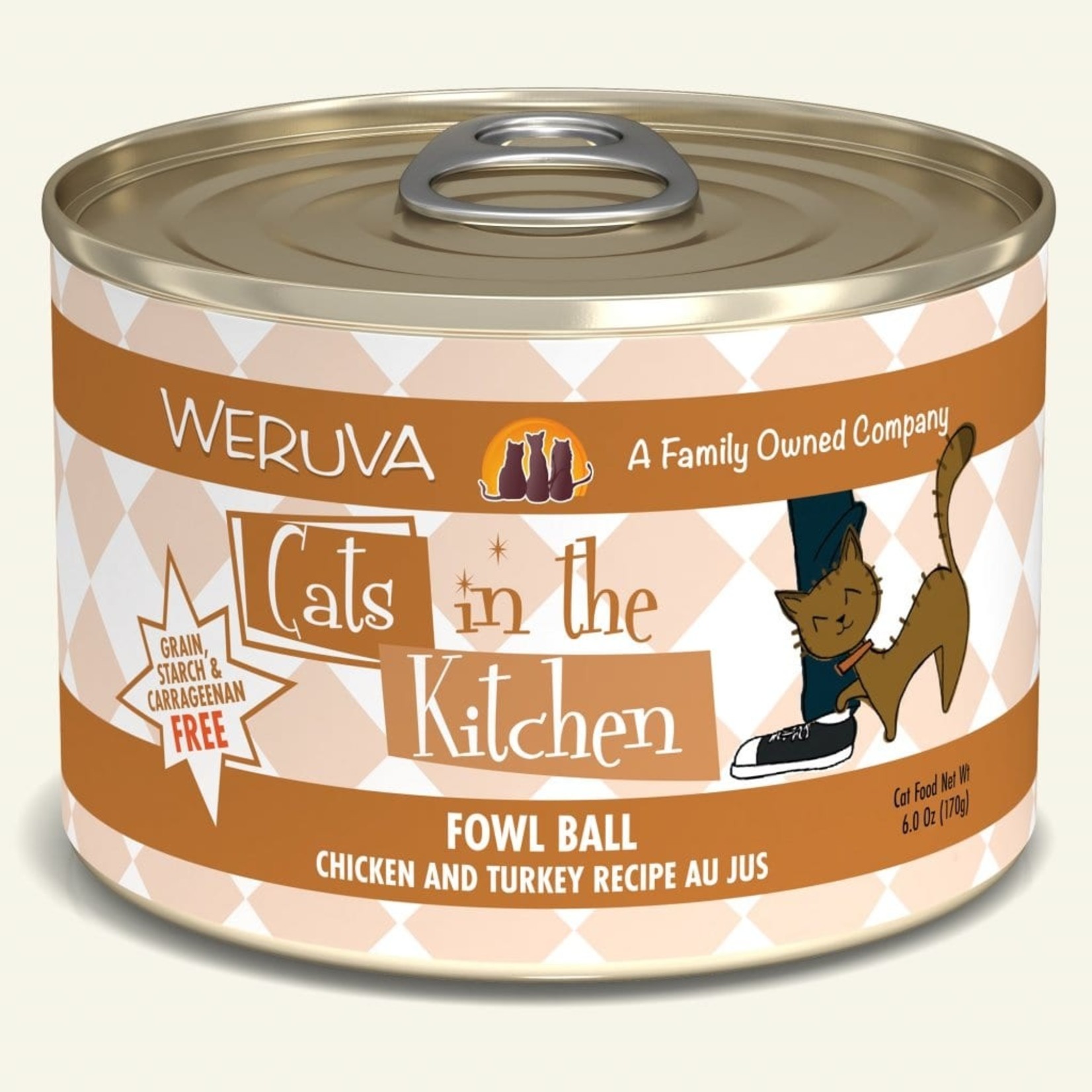 Weruva Weruva Cats in the Kitchen Wet Cat Food Fowl Ball Chicken and Turkey Recipe Au Jus 6oz Can