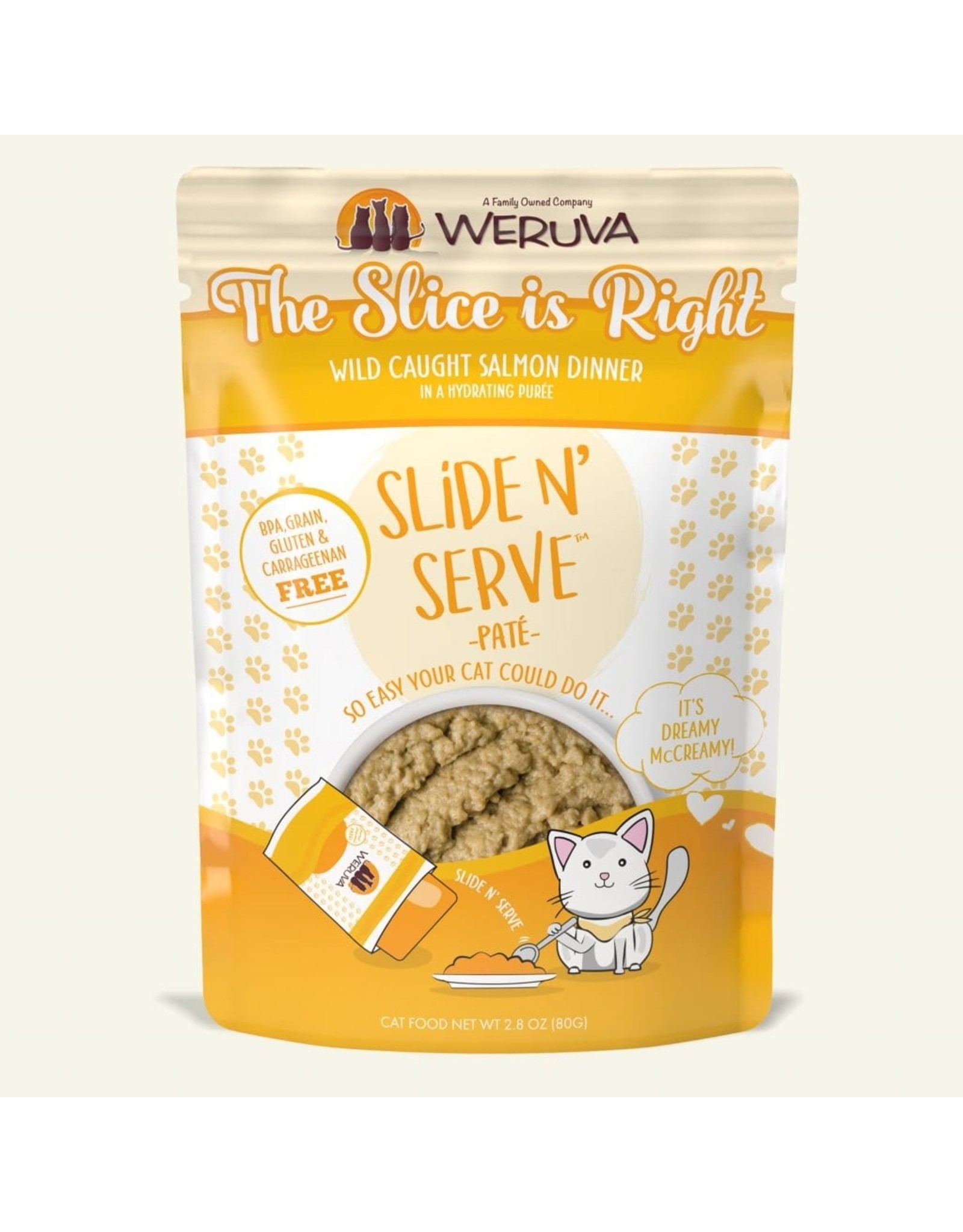 Weruva Wet Cat Food Slide & Serve Pate Pouch Slice is Right 2.8oz Howl