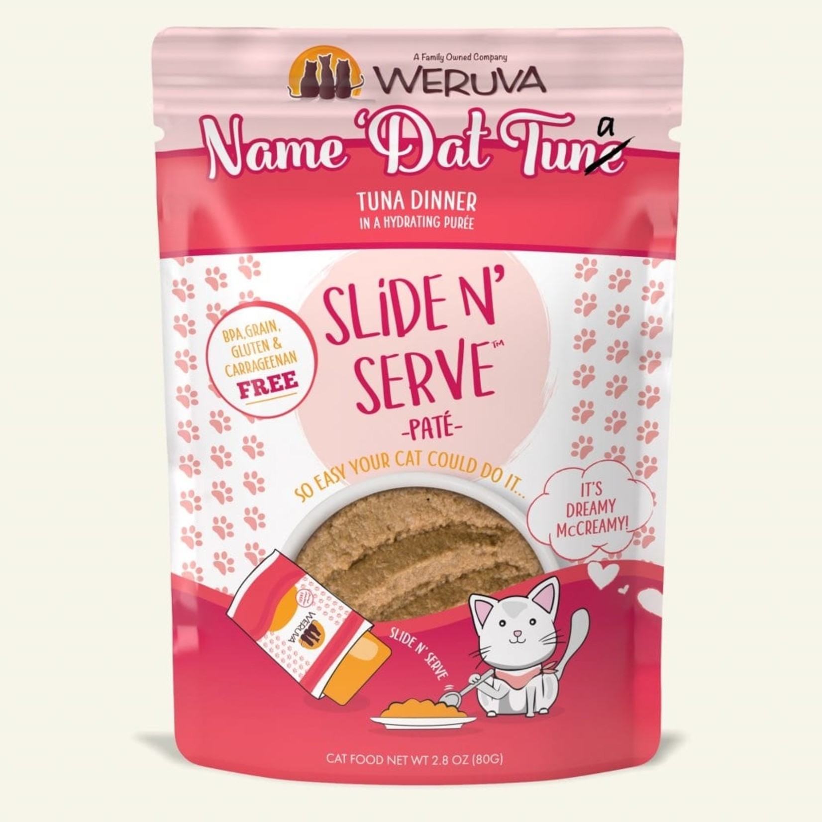 Weruva Weruva Wet Cat Food Slide & Serve Pate Name 'Dat Tuna Tuna Dinner in a Hydrating Puree 2.8oz Pouch