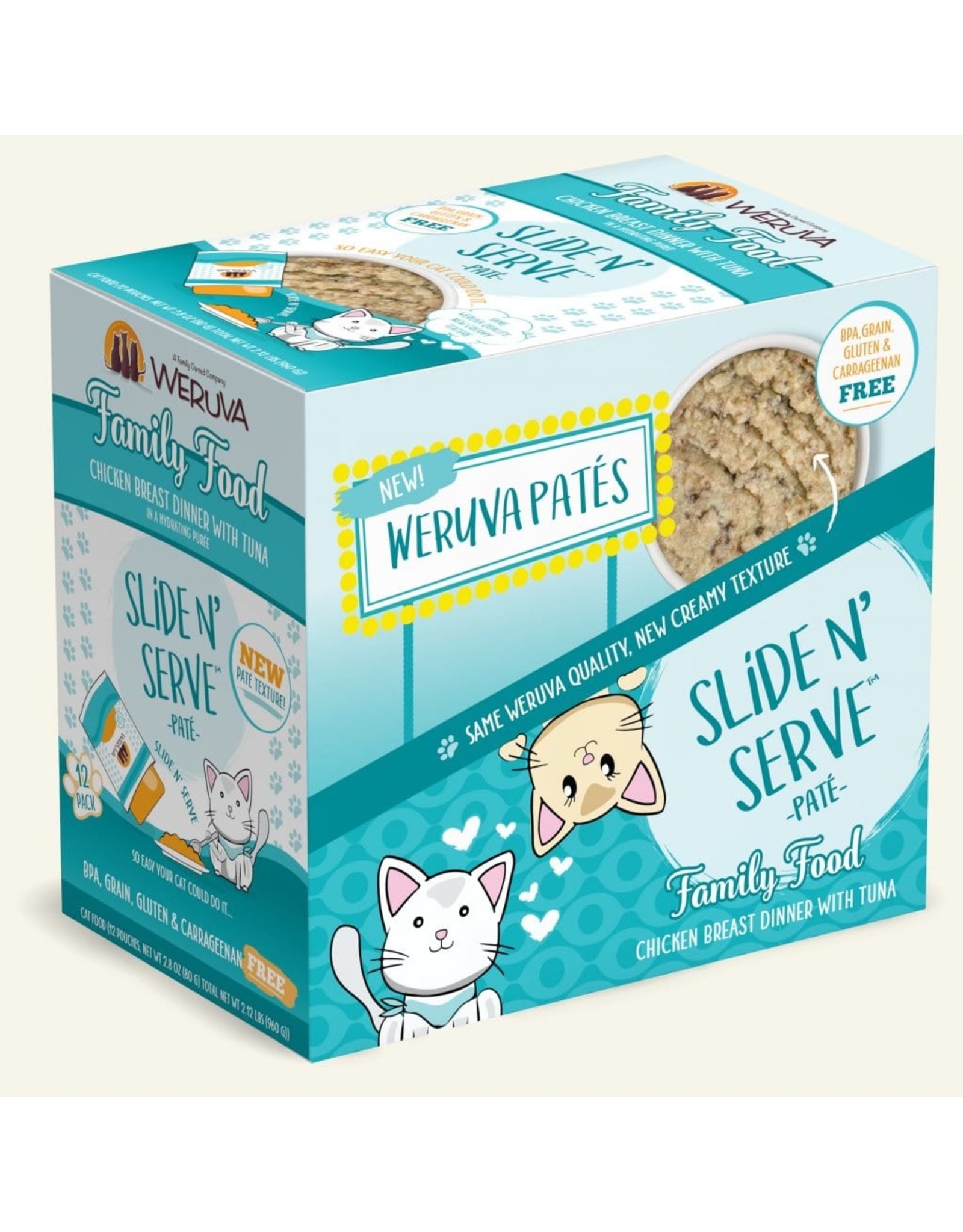 Weruva Wet Cat Food Slide & Serve Pate Pouch Family Food 2.8oz Howl
