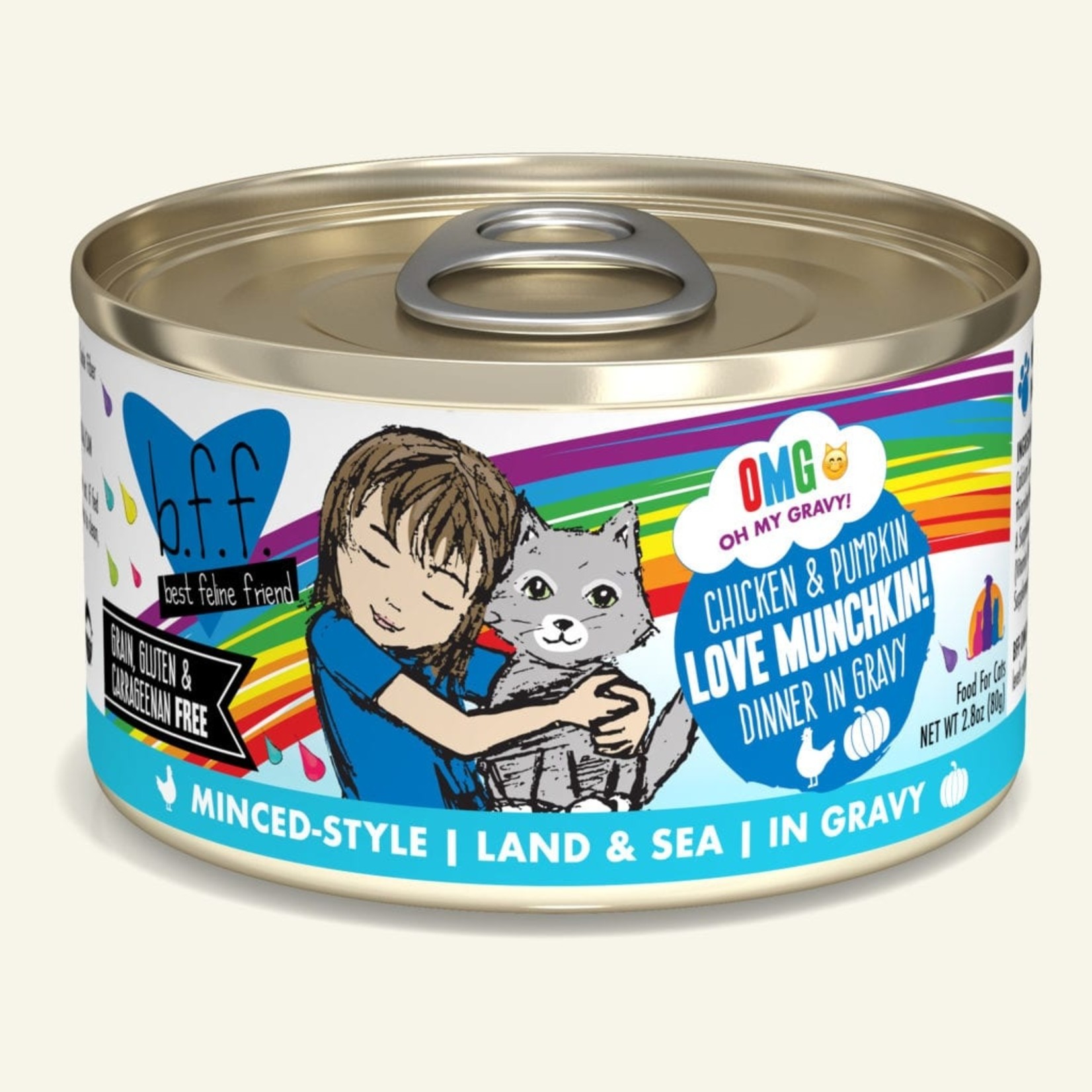 Weruva BFF Weruva B.F.F. OMG Best Feline Friend Oh My Gravy Wet Cat Food Love Munchkin! Chicken & Pumpkin Dinner in Gravy 3oz Can