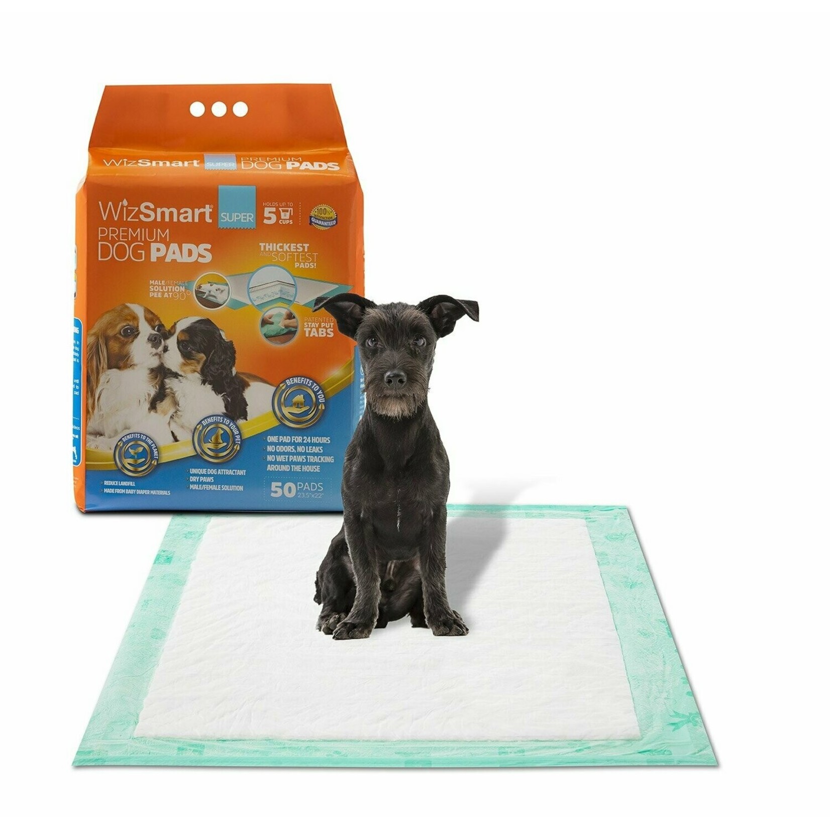 WizSmart Dog Training Pad Super 5 Cup Absorbency - 14 pads, 50 pads