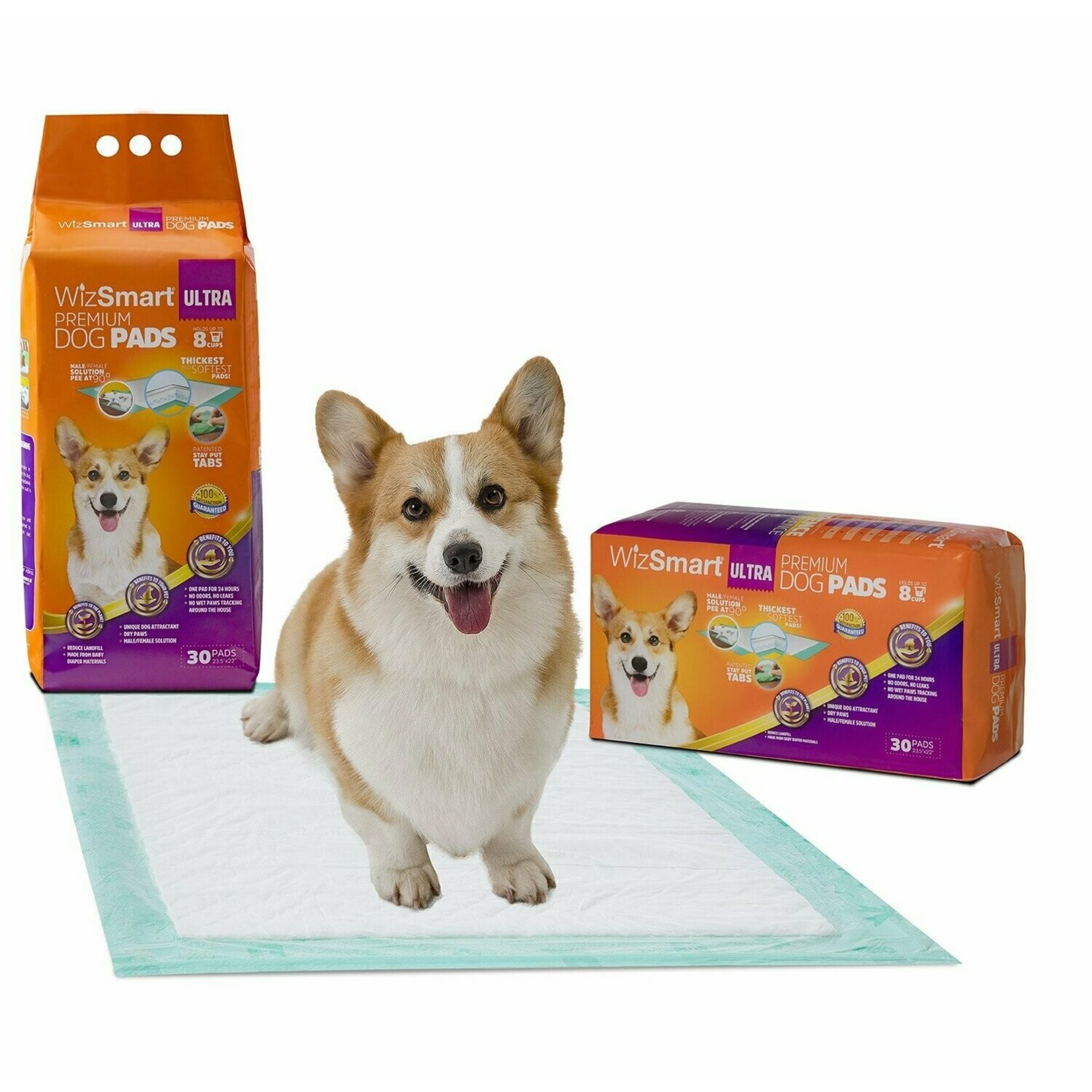 WizSmart Dog Training Pad Ultra 8 Cup Absorbency 30 Pads