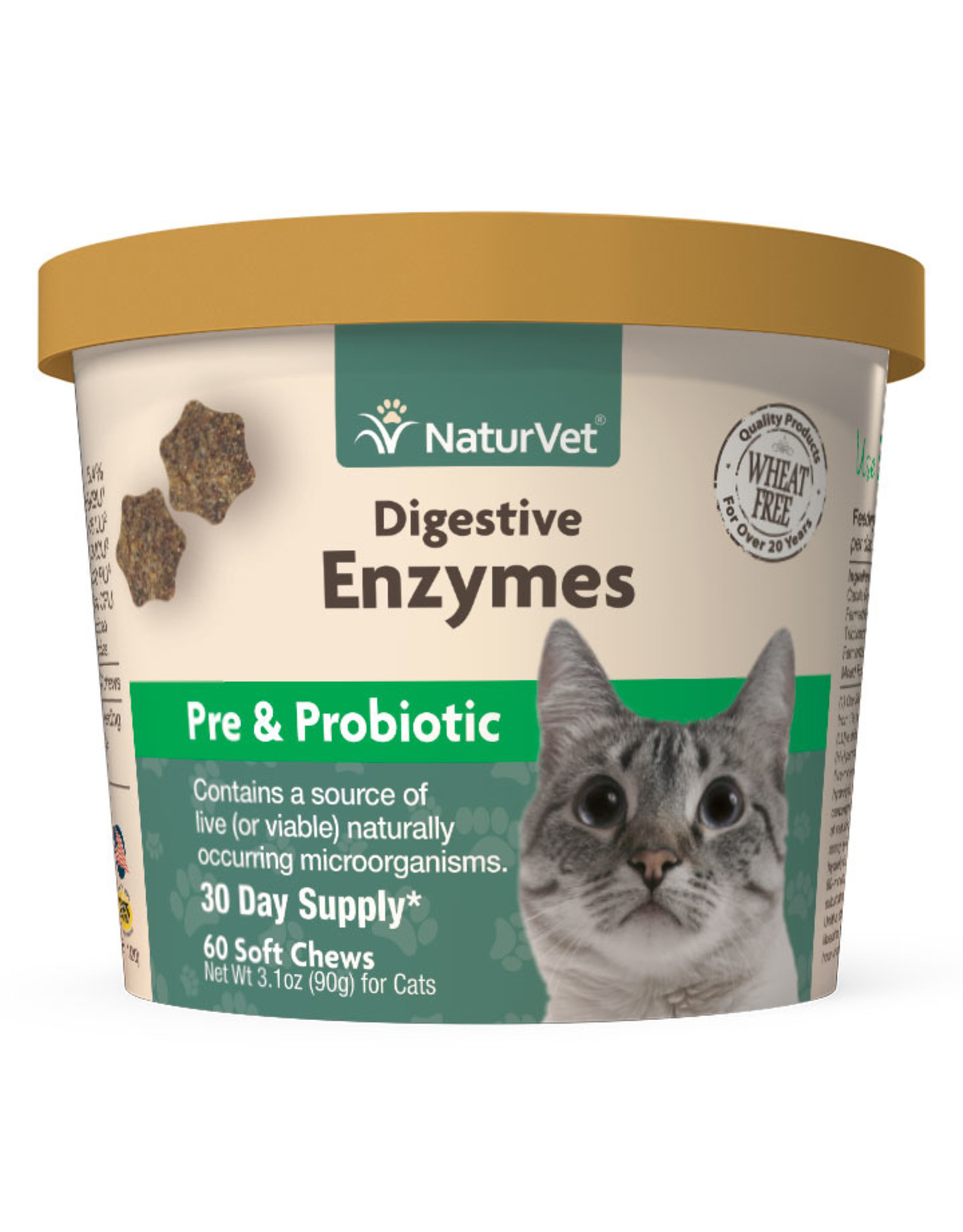 Naturvet Cat Digestive Enzymes + Pre & Probiotic Chew 60ct Howl