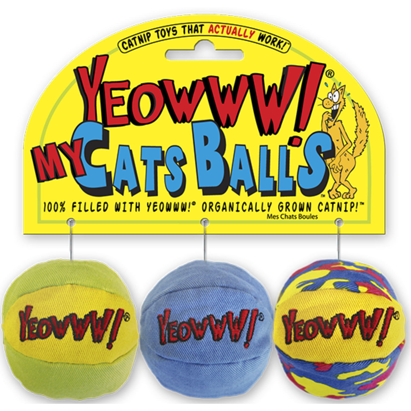 Yeowww! Yeowww! Catnip My Cat's Balls Cat Toy 3pk
