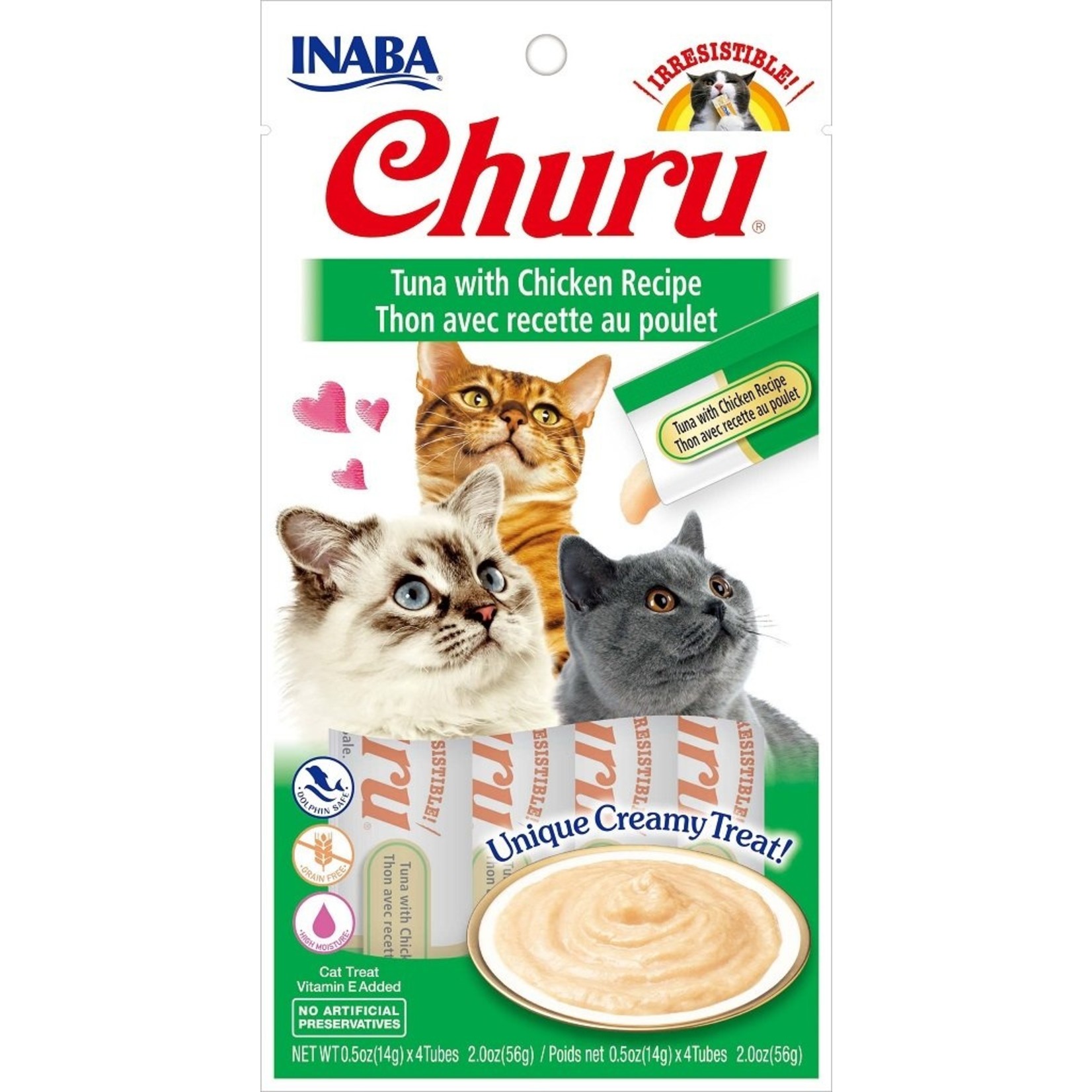 Inaba Inaba Ciao Churu Puree Cat Treat Tubes 4pk Various Tuna & Chicken Flavors Grain Free