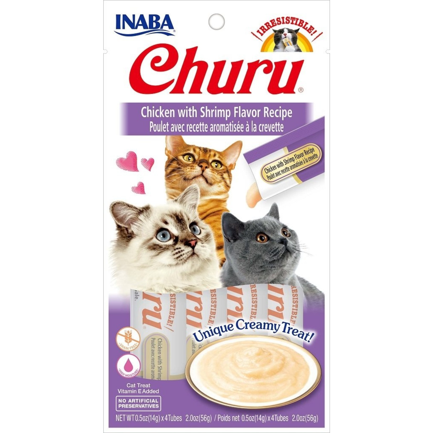 Inaba Inaba Ciao Churu Puree Cat Treat Tubes 4pk Various Tuna & Chicken Flavors Grain Free